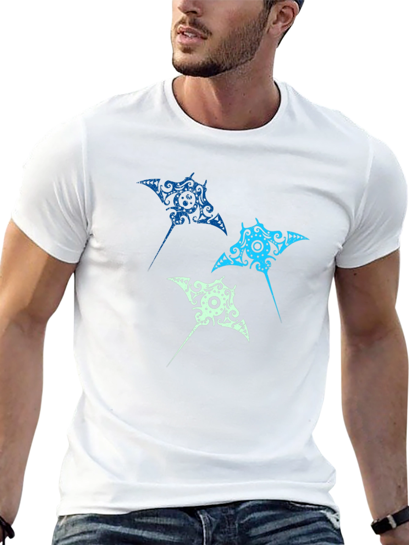 Tribal Stingray Graphic Tee - Black