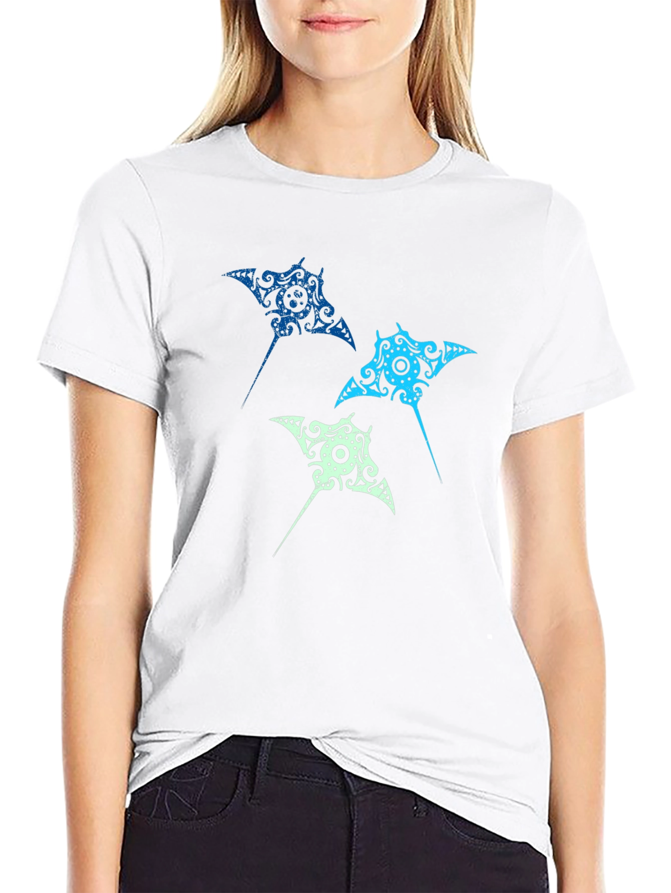 Tribal Stingray Graphic Tee - Black