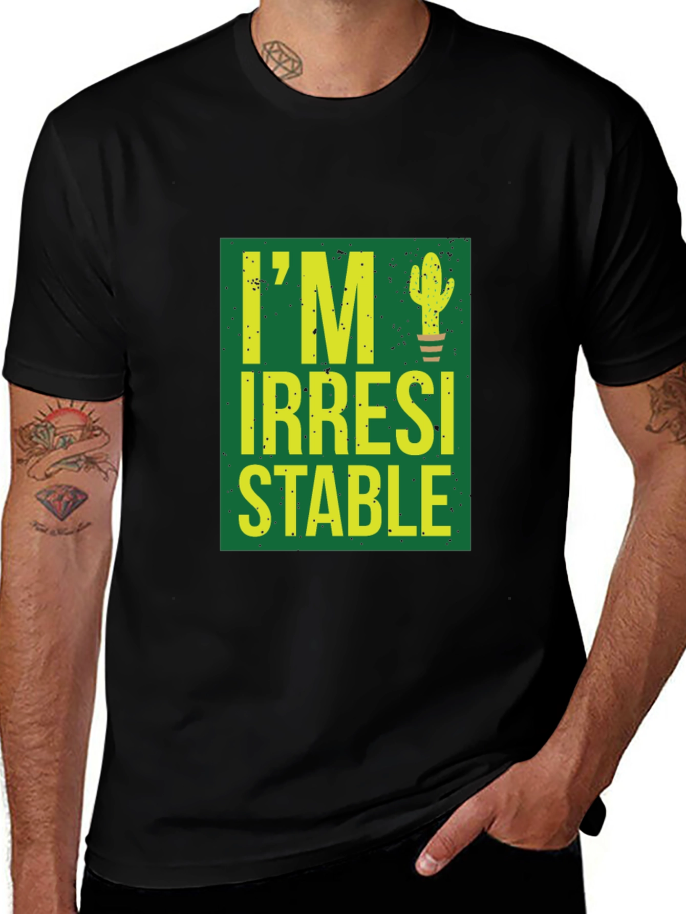 Irresistible Cactus Graphic T-Shirt - Black Cotton Blend
