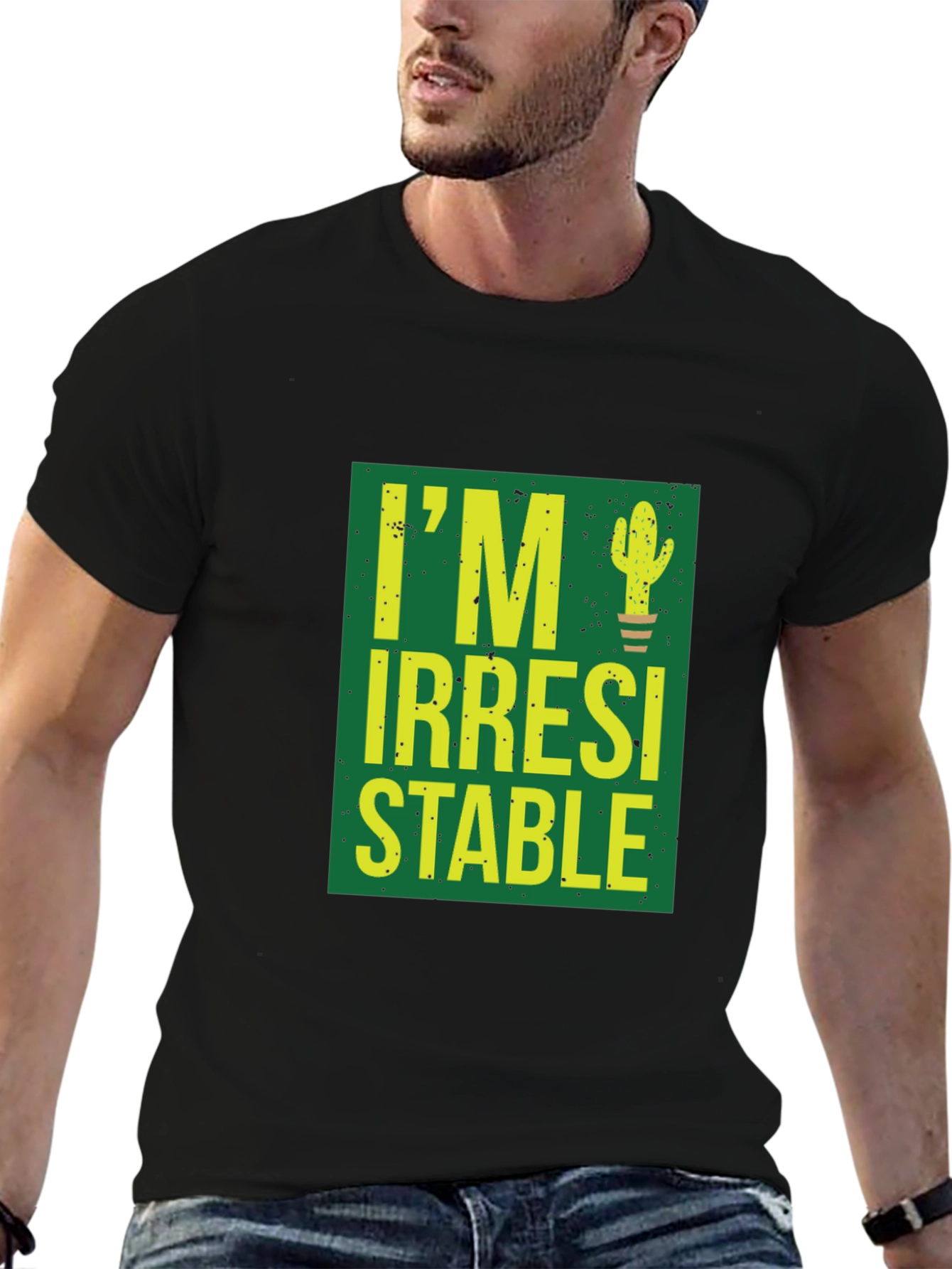 Irresistible Cactus Graphic T-Shirt - Black Cotton Blend
