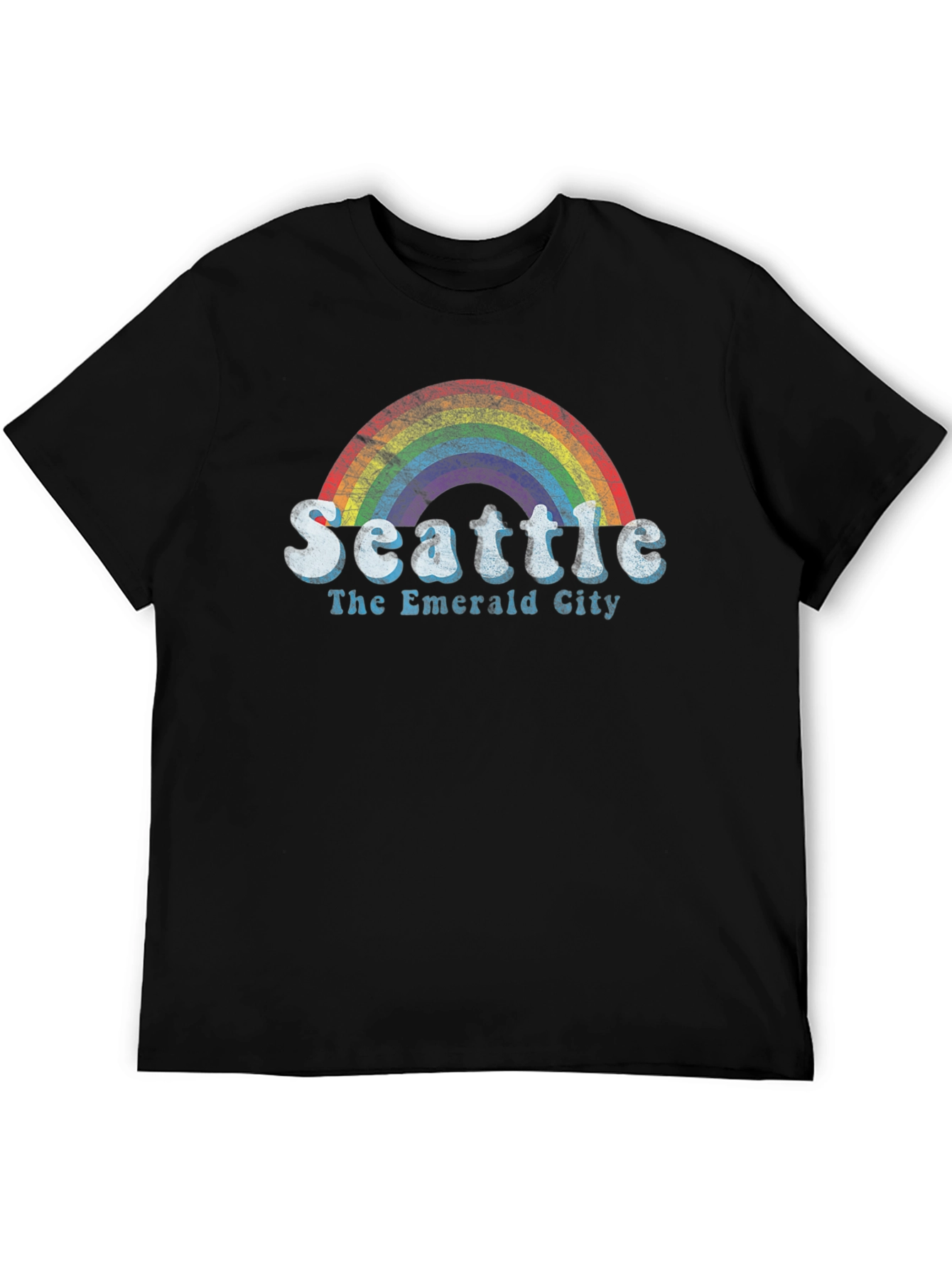 Seattle Rainbow T-Shirt - The Emerald City - Black
