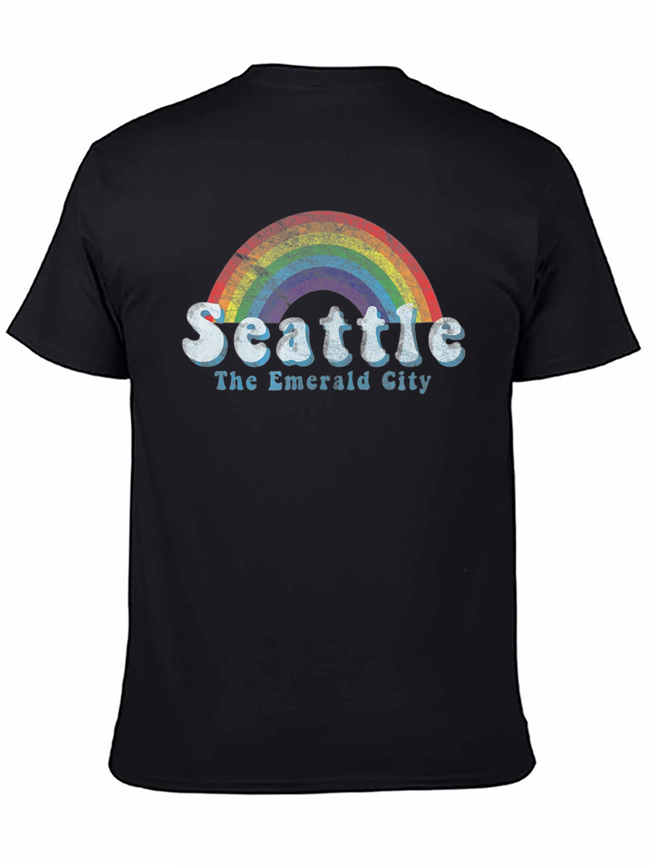 Seattle Rainbow T-Shirt - The Emerald City - Black