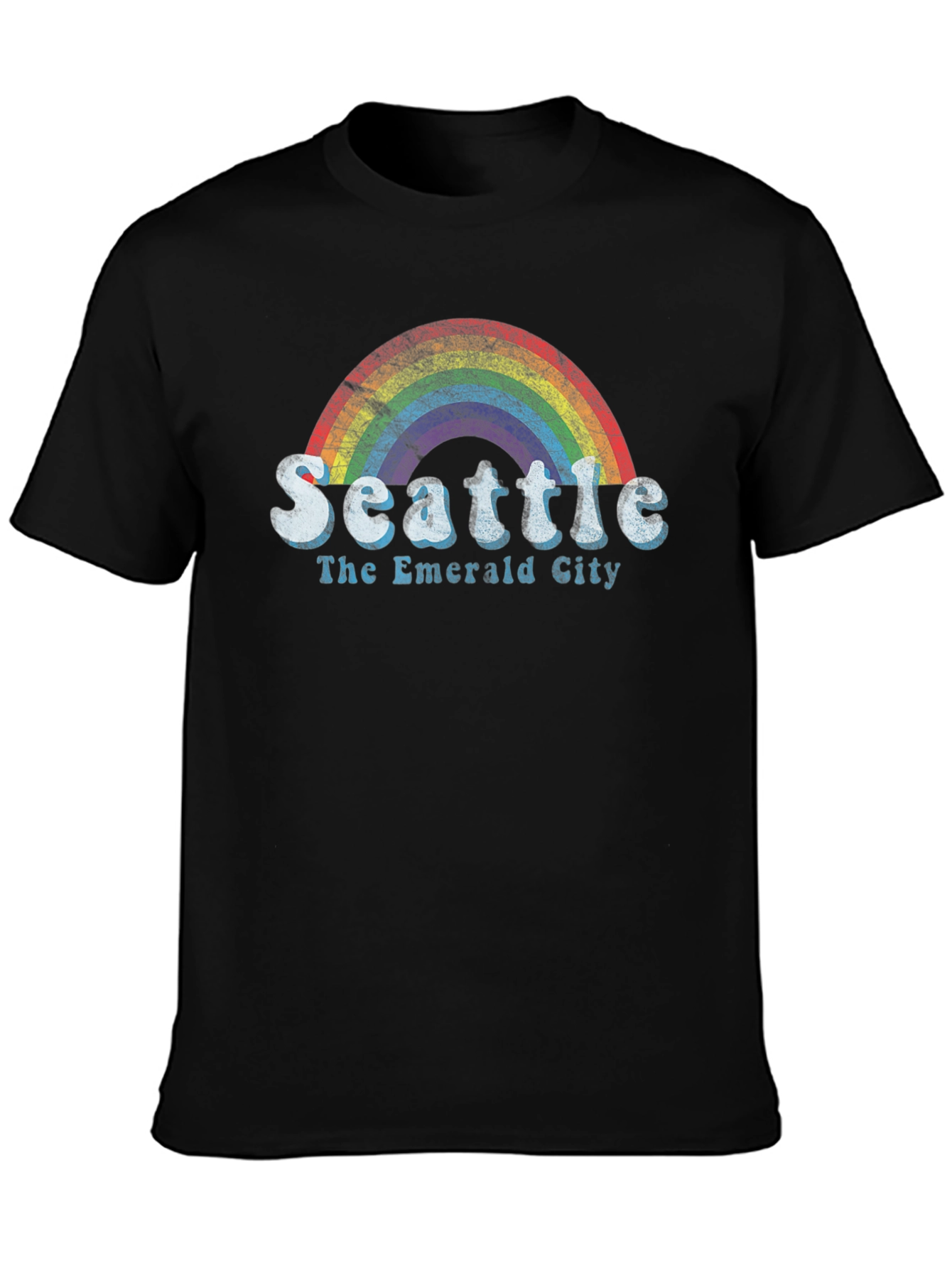 Seattle Rainbow T-Shirt - The Emerald City - Black