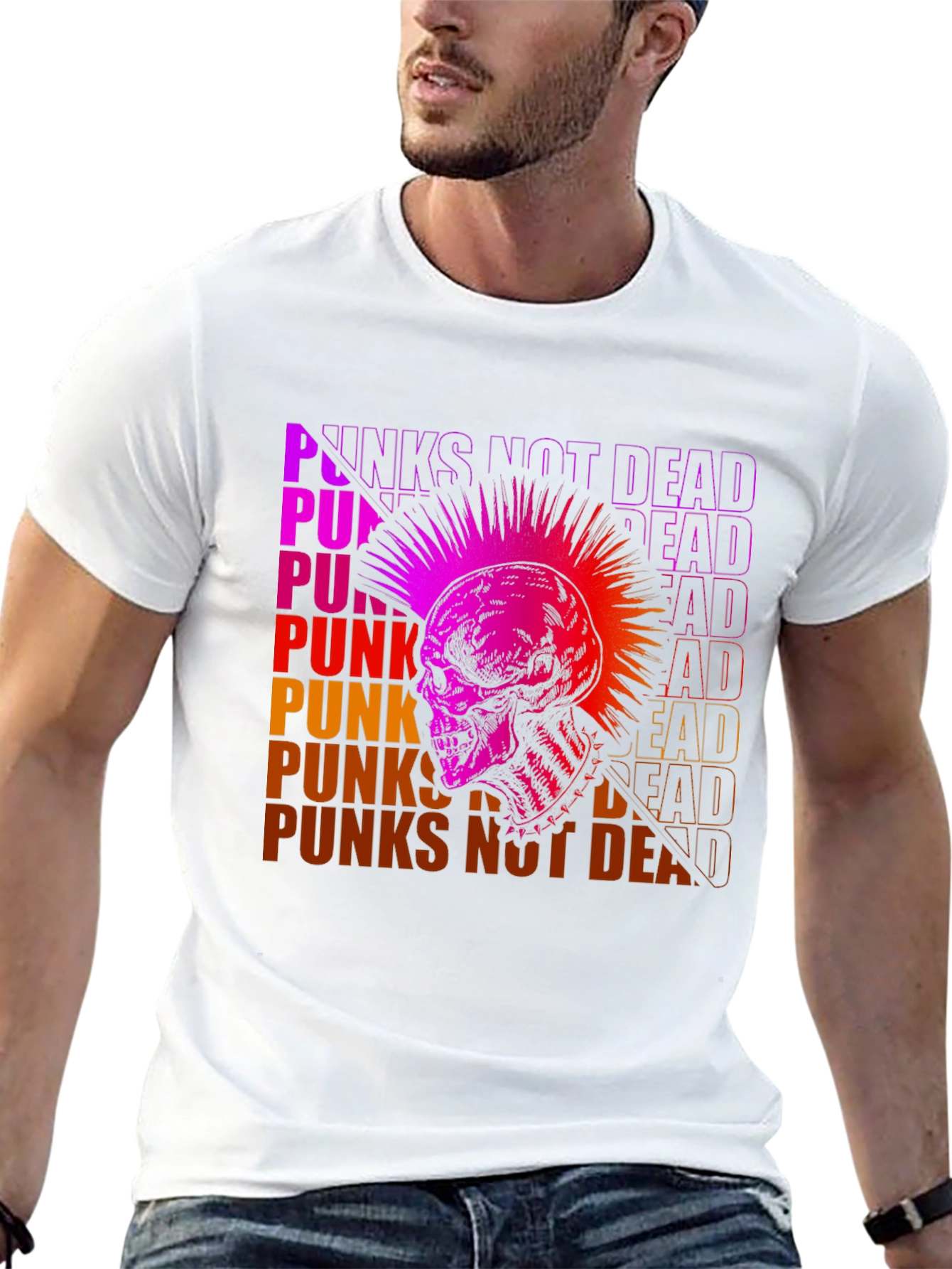 Punks Not Dead Graphic Tee - Skull Design