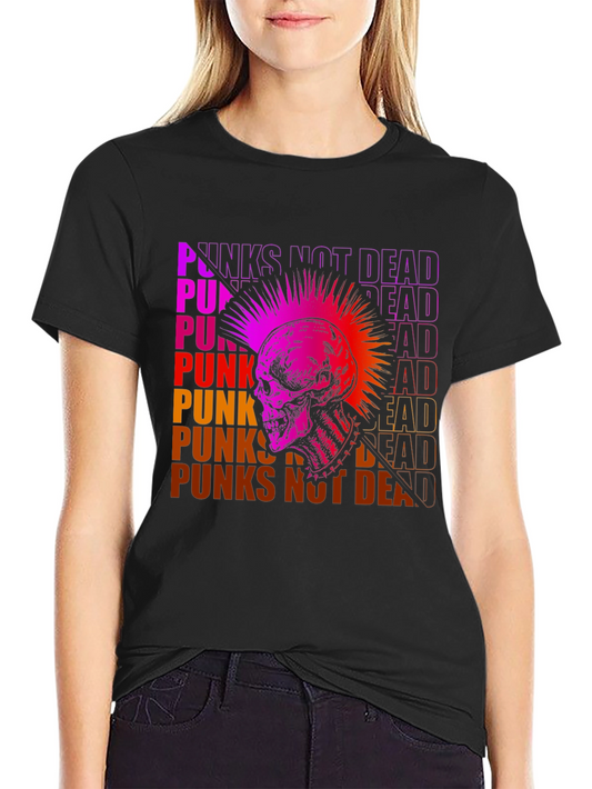 Punks Not Dead Graphic Tee - Skull Design