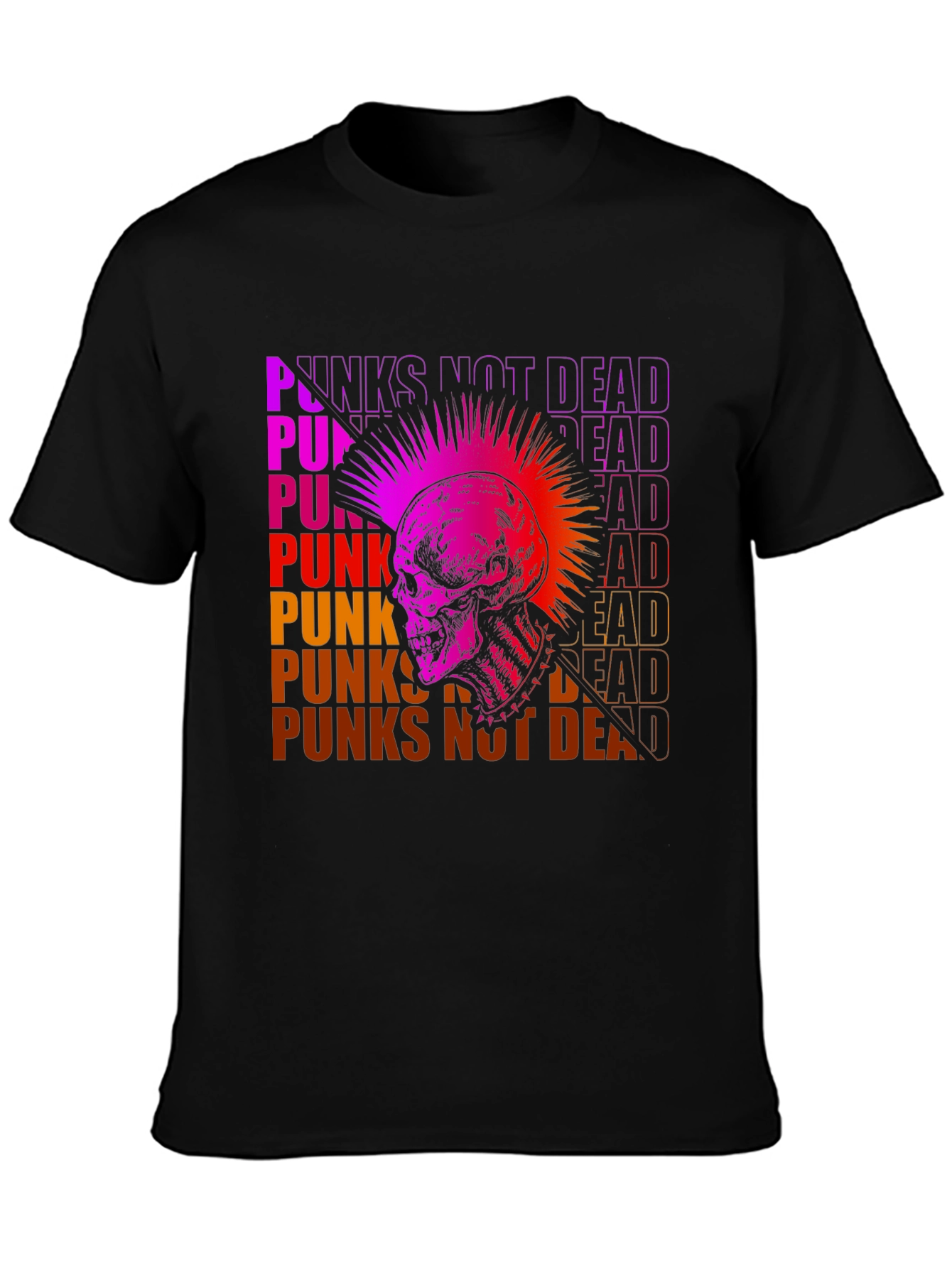 Punks Not Dead Graphic Tee - Skull Design