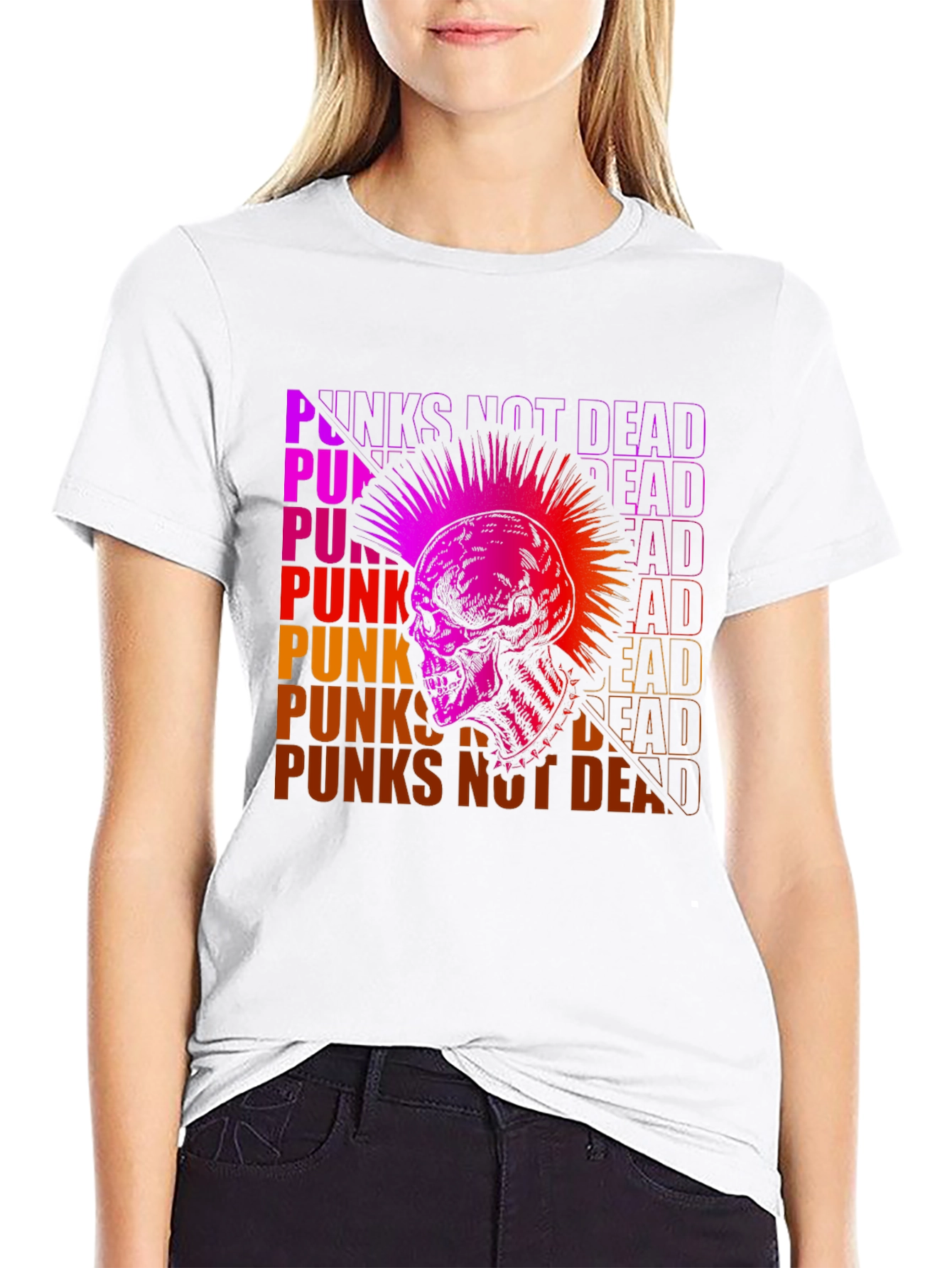 Punks Not Dead Graphic Tee - Skull Design