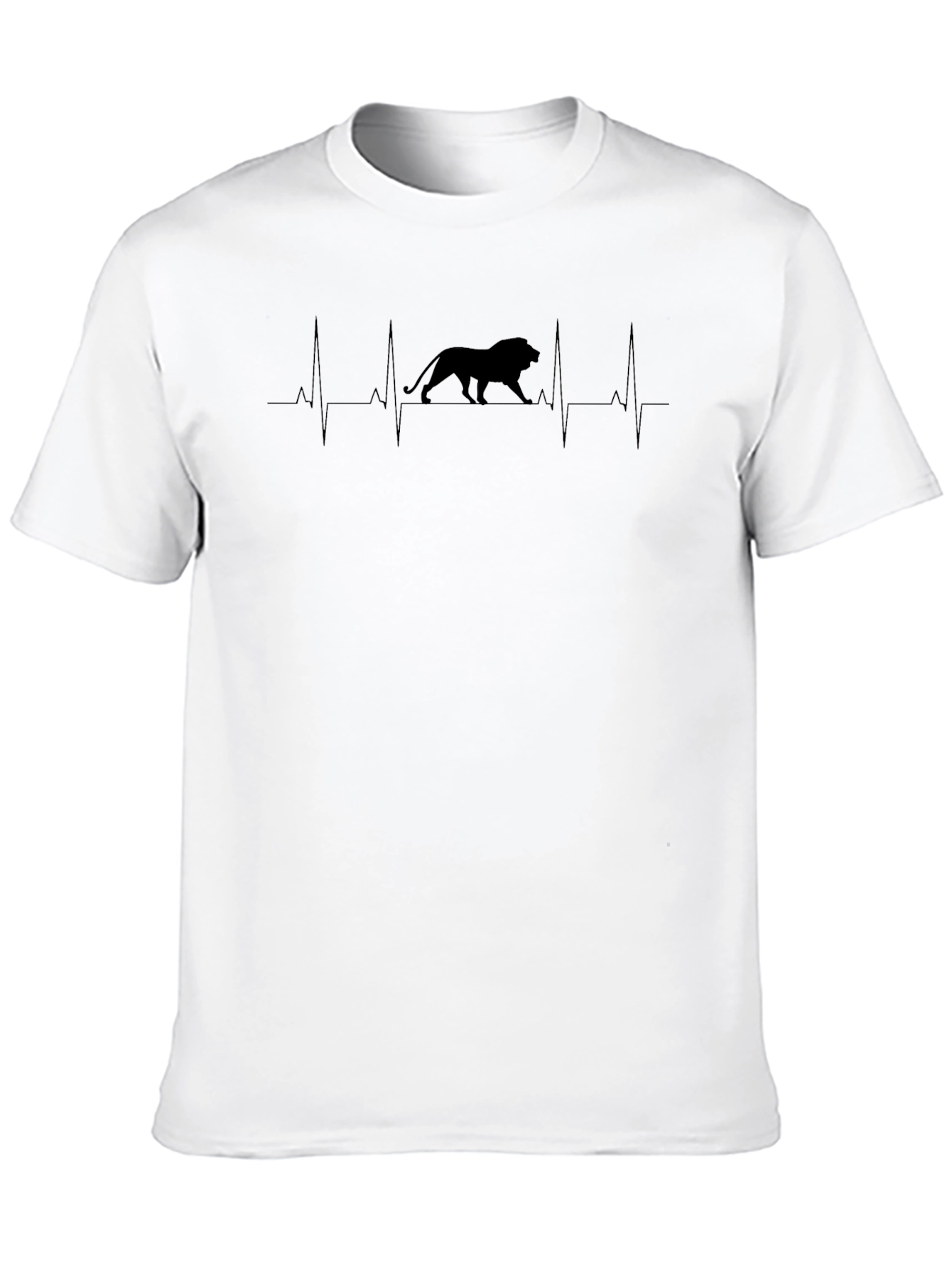 Lion Heartbeat Graphic Print Mens T-Shirt