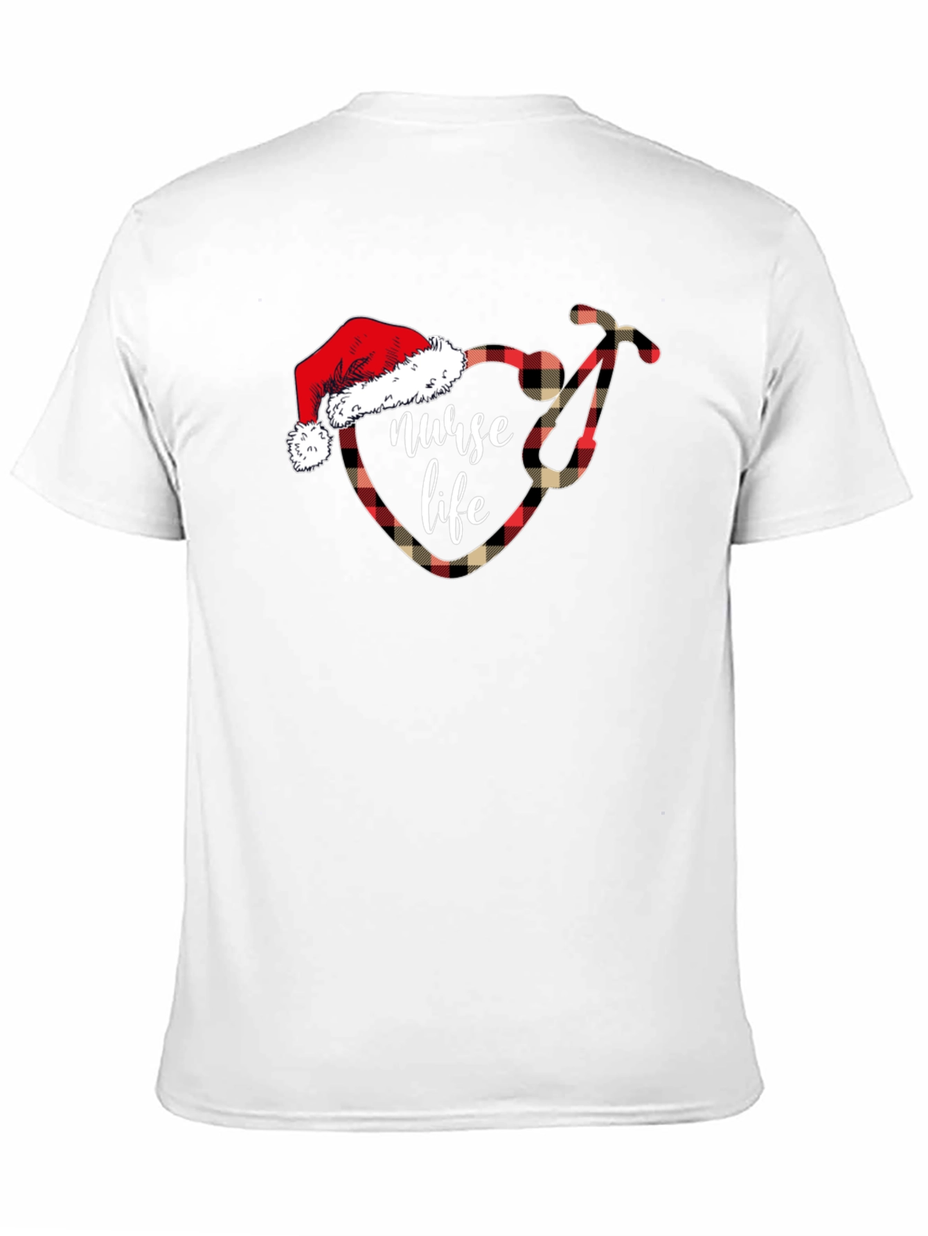 Nurse Life Christmas Plaid Stethoscope T-Shirt