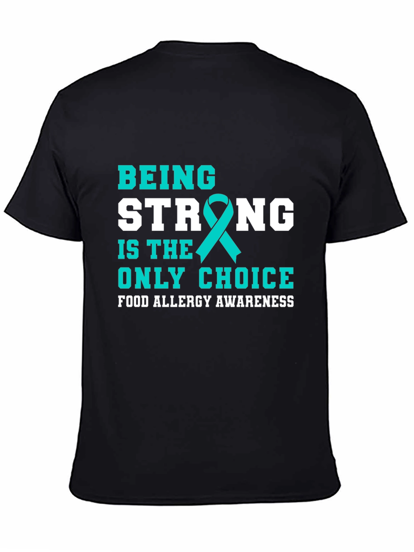 Food Allergy Awareness Ribbon Black T-Shirt