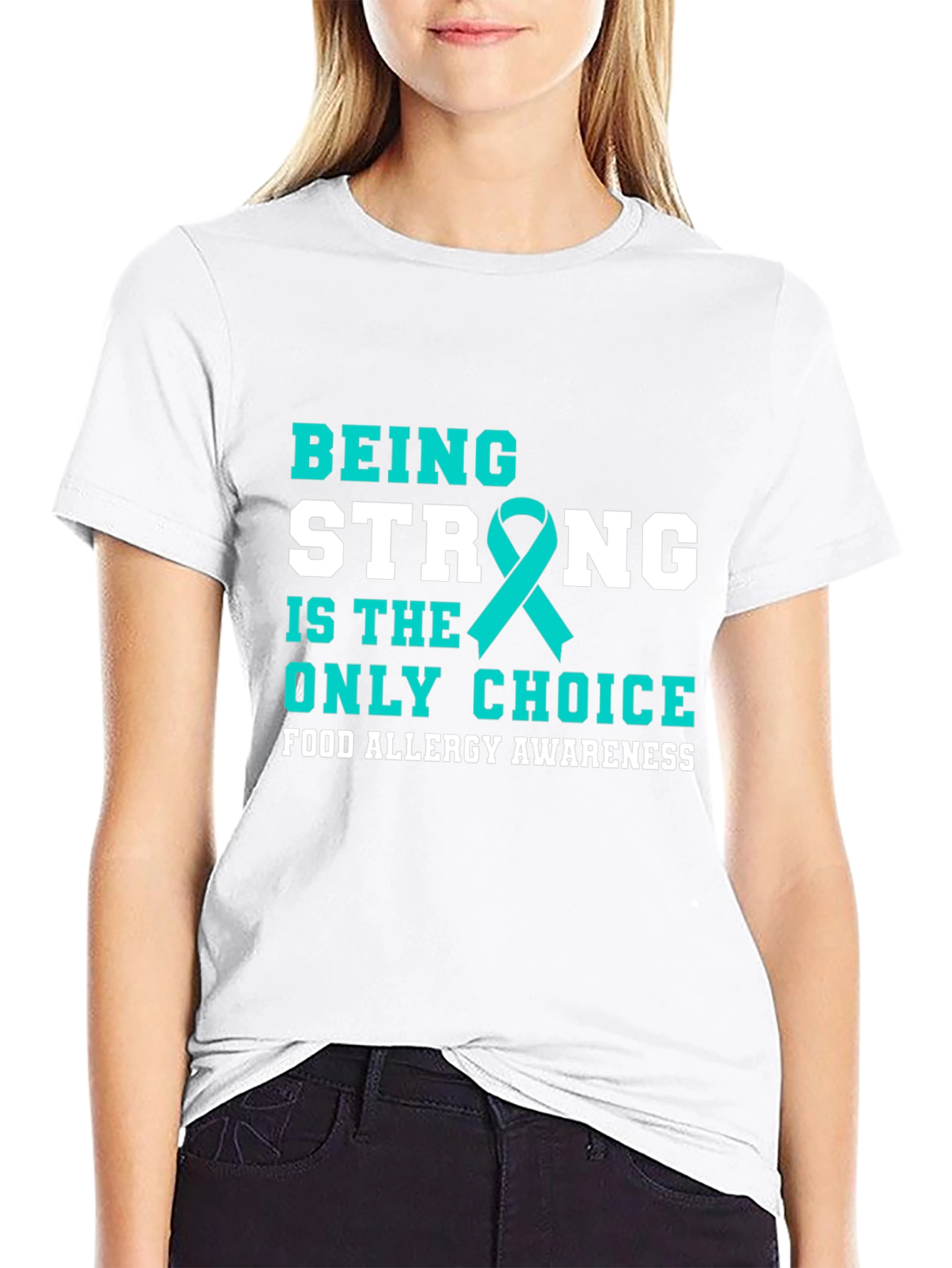 Food Allergy Awareness Ribbon Black T-Shirt