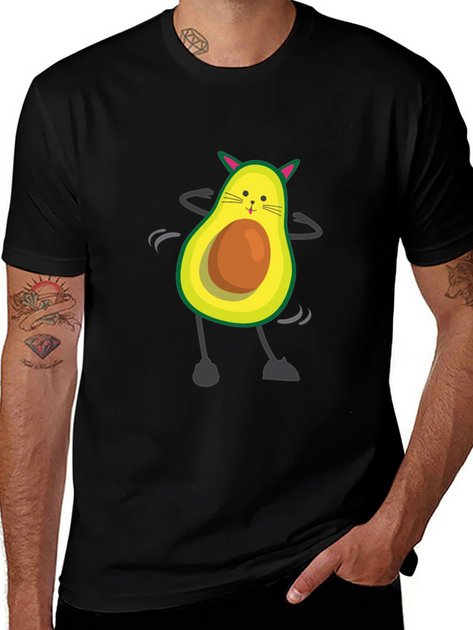 Funny Avocado Cat Graphic T-Shirt