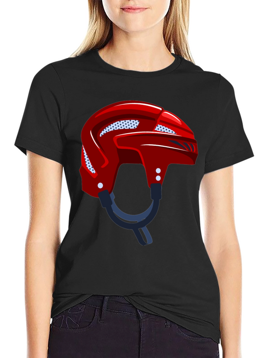 Hockey Helmet Graphic Tee - Black Cotton Casual Wear