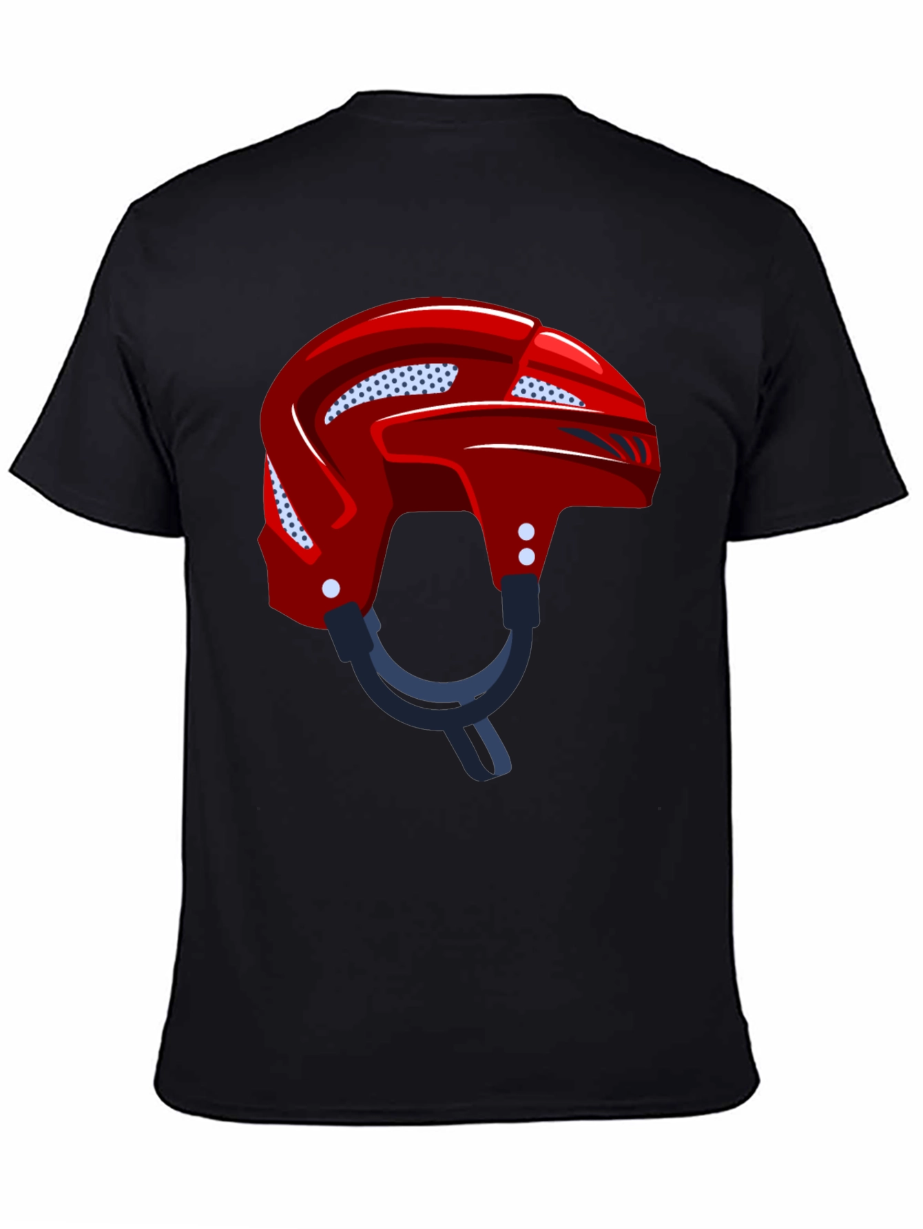 Hockey Helmet Graphic Tee - Black Cotton Casual Wear