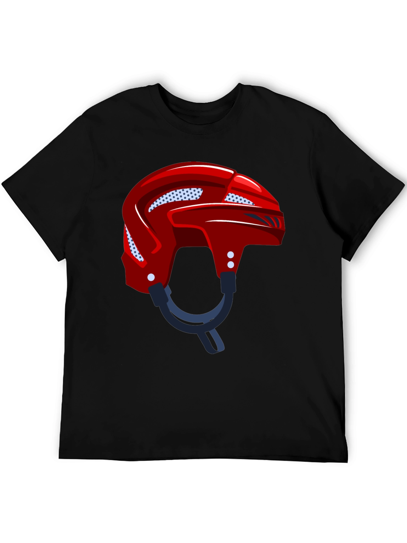 Hockey Helmet Graphic Tee - Black Cotton Casual Wear