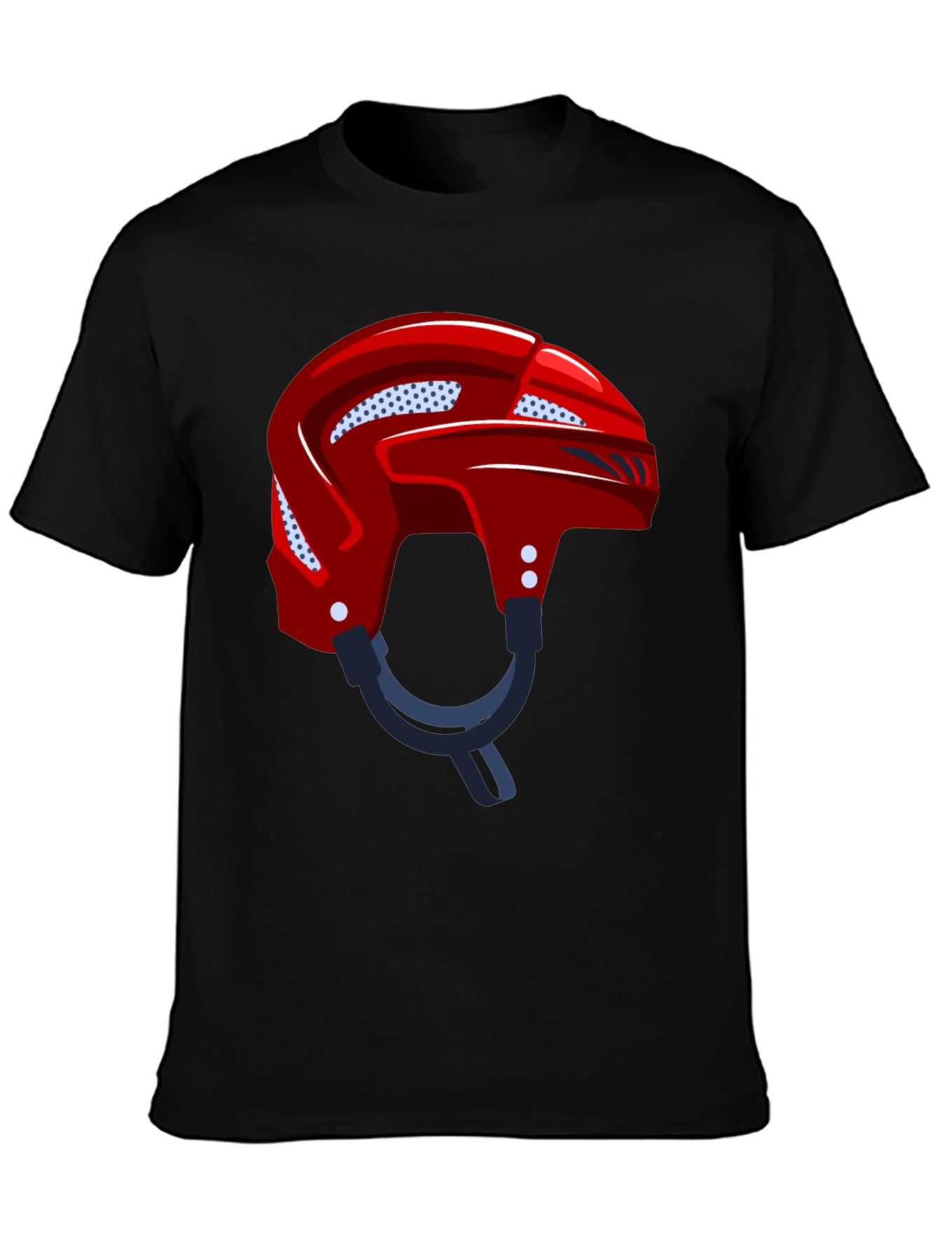 Hockey Helmet Graphic Tee - Black Cotton Casual Wear