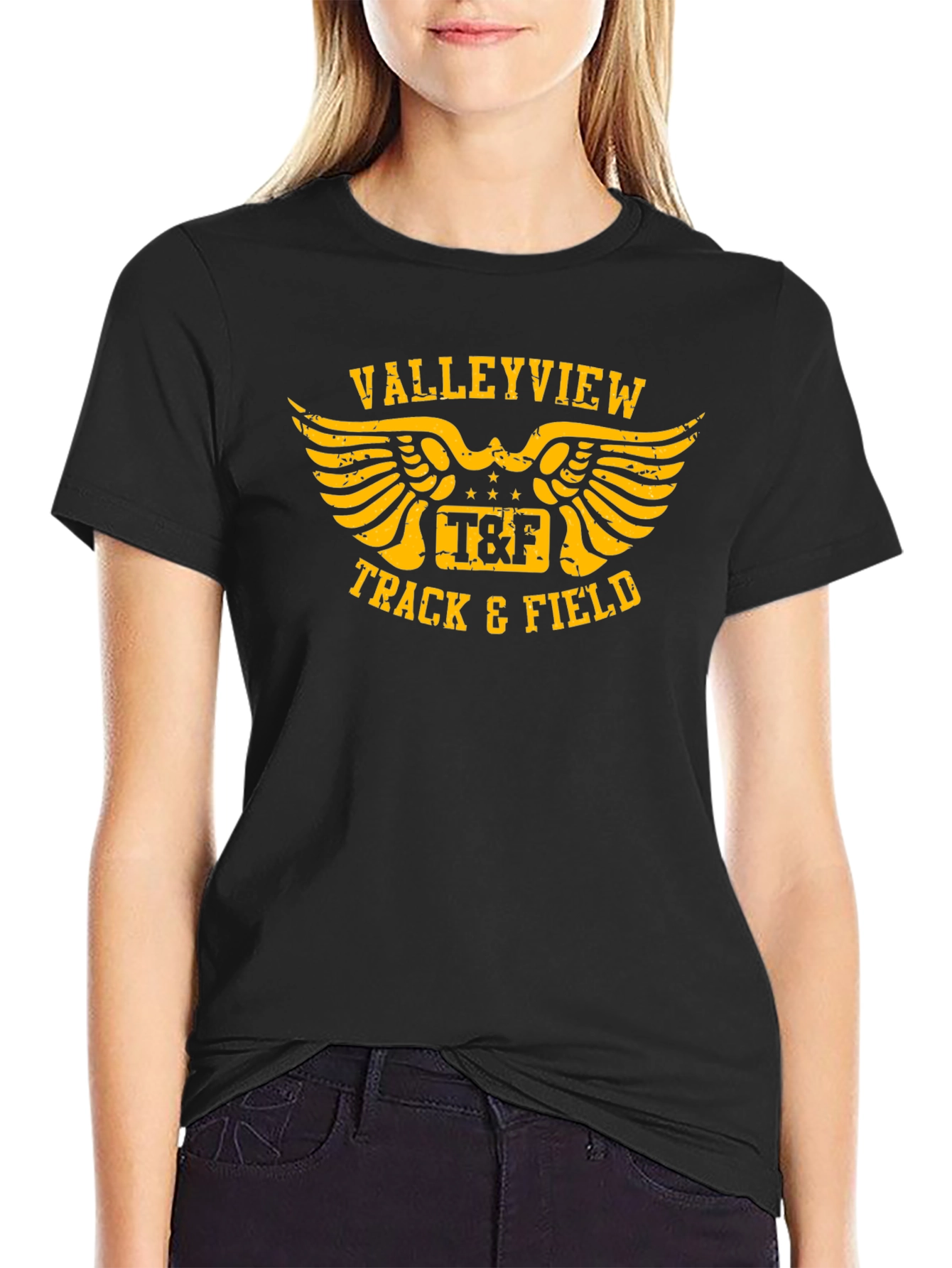 Valleyview Track & Field Black Graphic T-Shirt