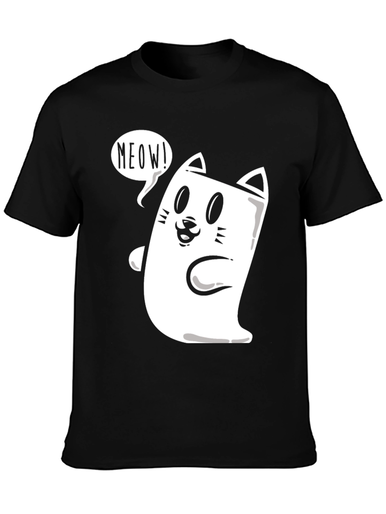 Meow Cat Graphic Tee - Funny Cartoon T-Shirt