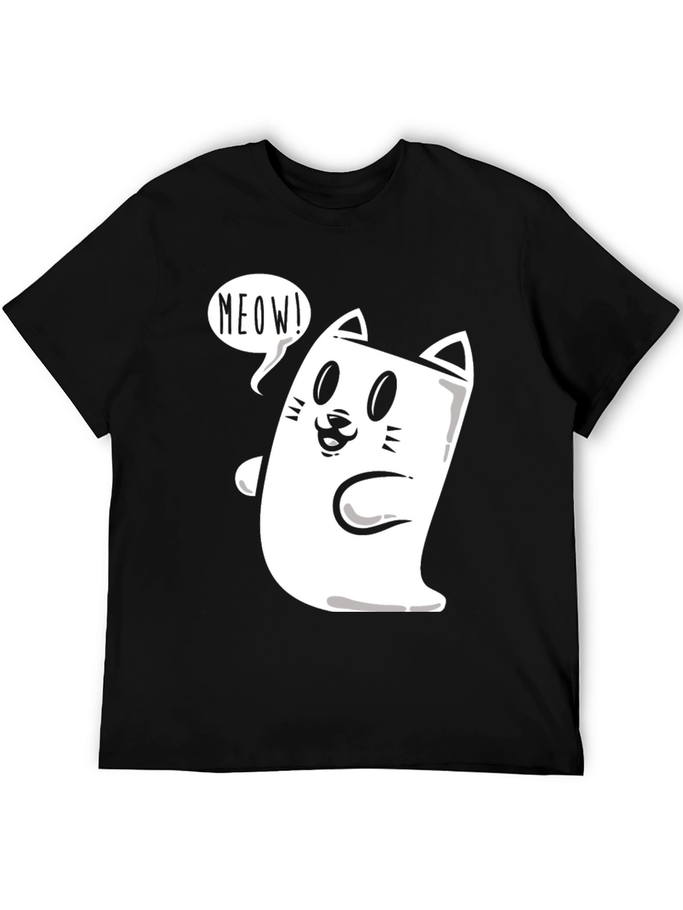 Meow Cat Graphic Tee - Funny Cartoon T-Shirt