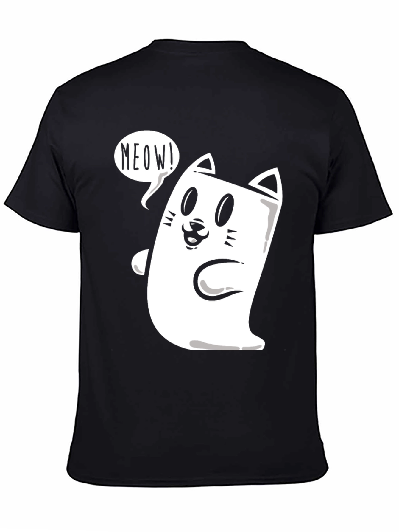 Meow Cat Graphic Tee - Funny Cartoon T-Shirt