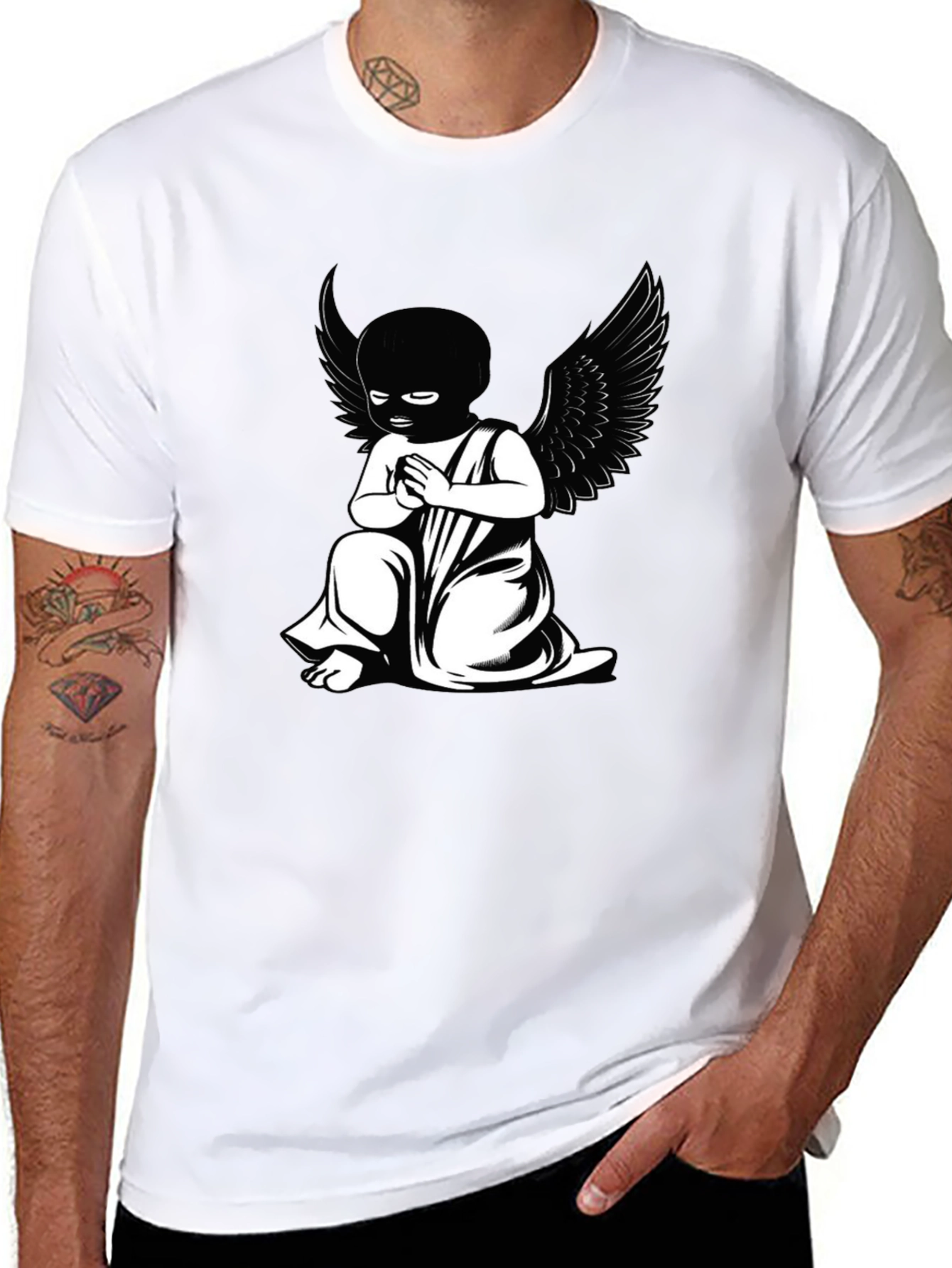 Black T-Shirt - Angel Graphic Tee
