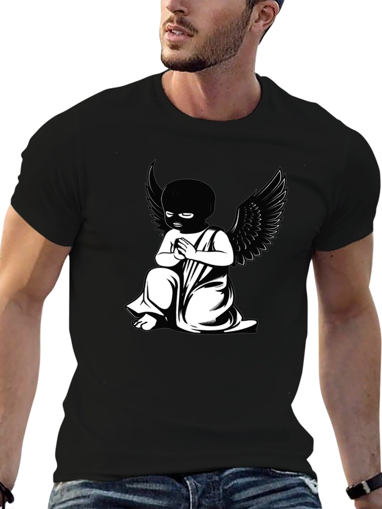 Black T-Shirt - Angel Graphic Tee