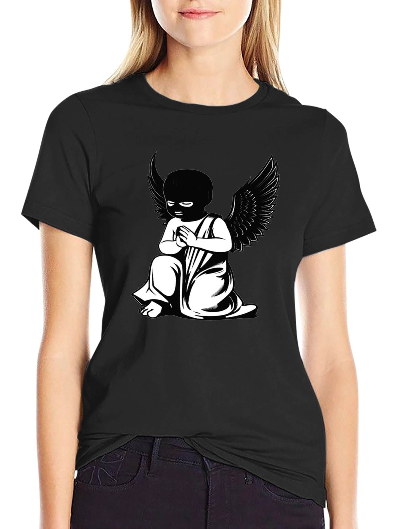 Black T-Shirt - Angel Graphic Tee