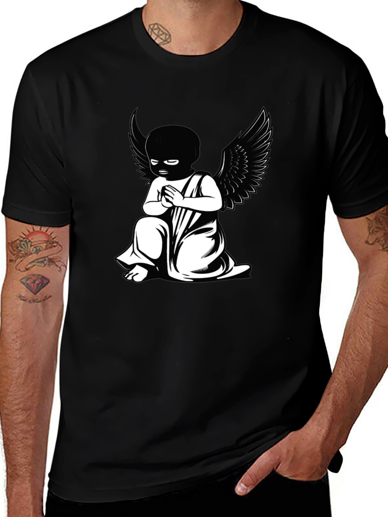 Black T-Shirt - Angel Graphic Tee