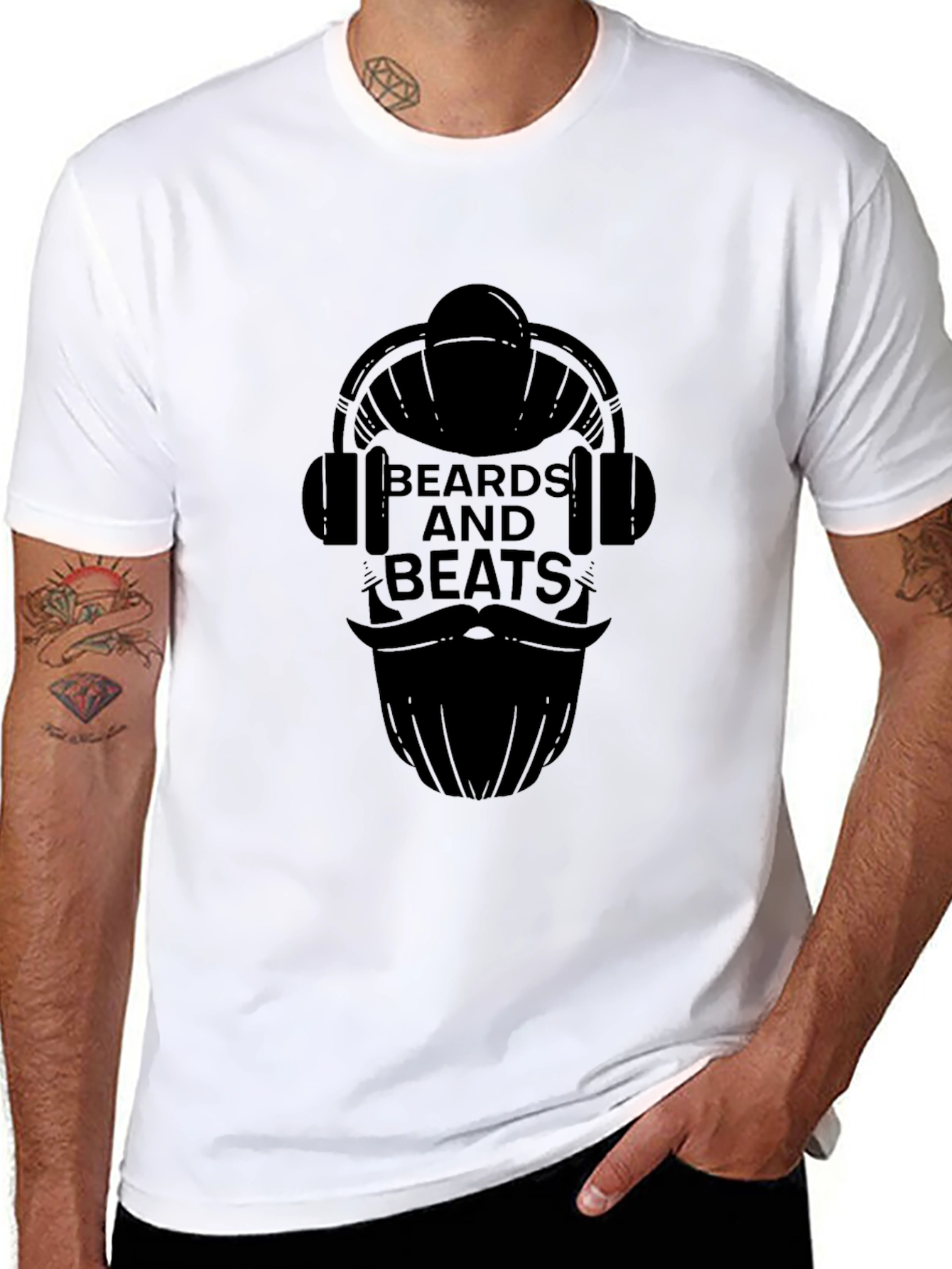 Beards and Beats Black Graphic Tee