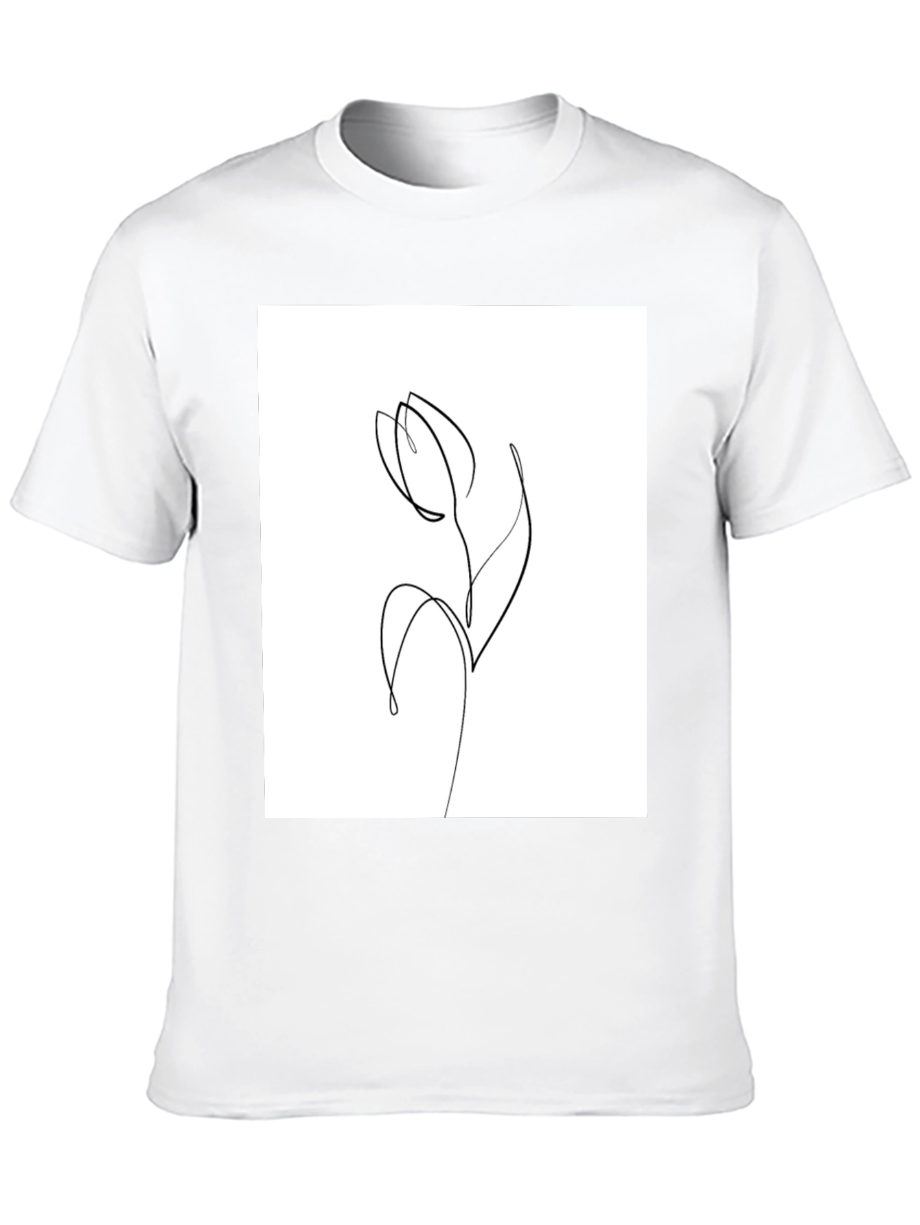 Minimalist Tulip Line Art Graphic T-Shirt
