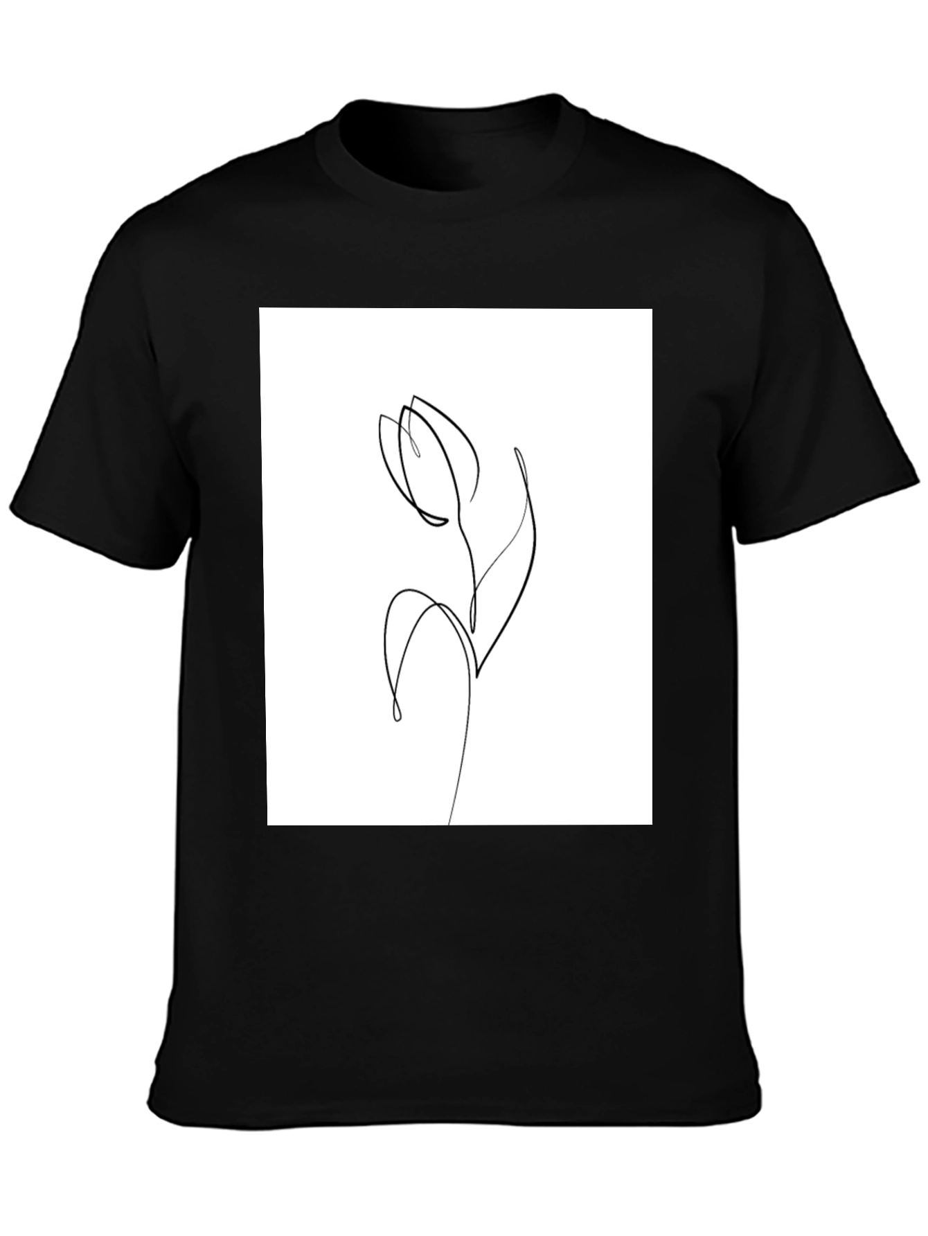 Minimalist Tulip Line Art Graphic T-Shirt
