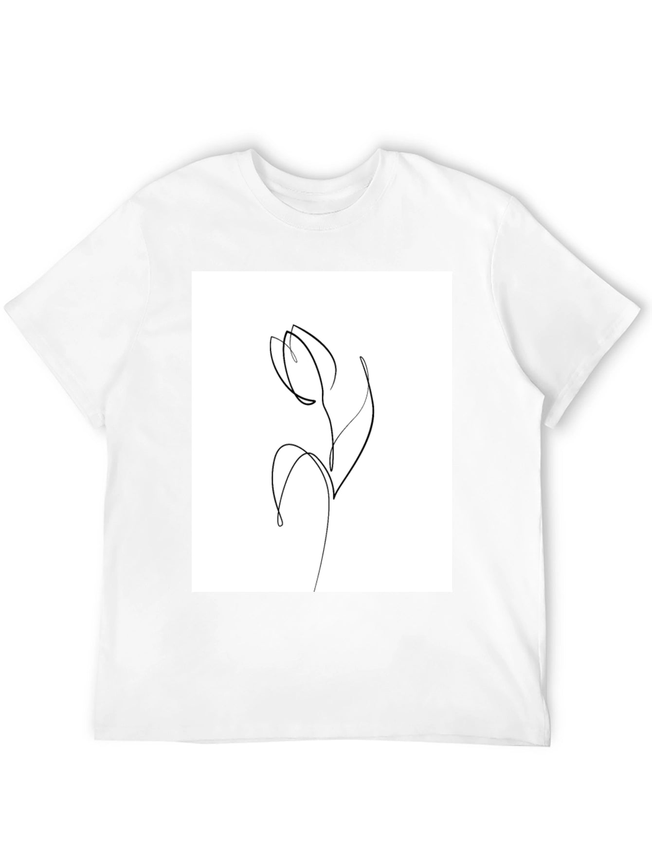 Minimalist Tulip Line Art Graphic T-Shirt