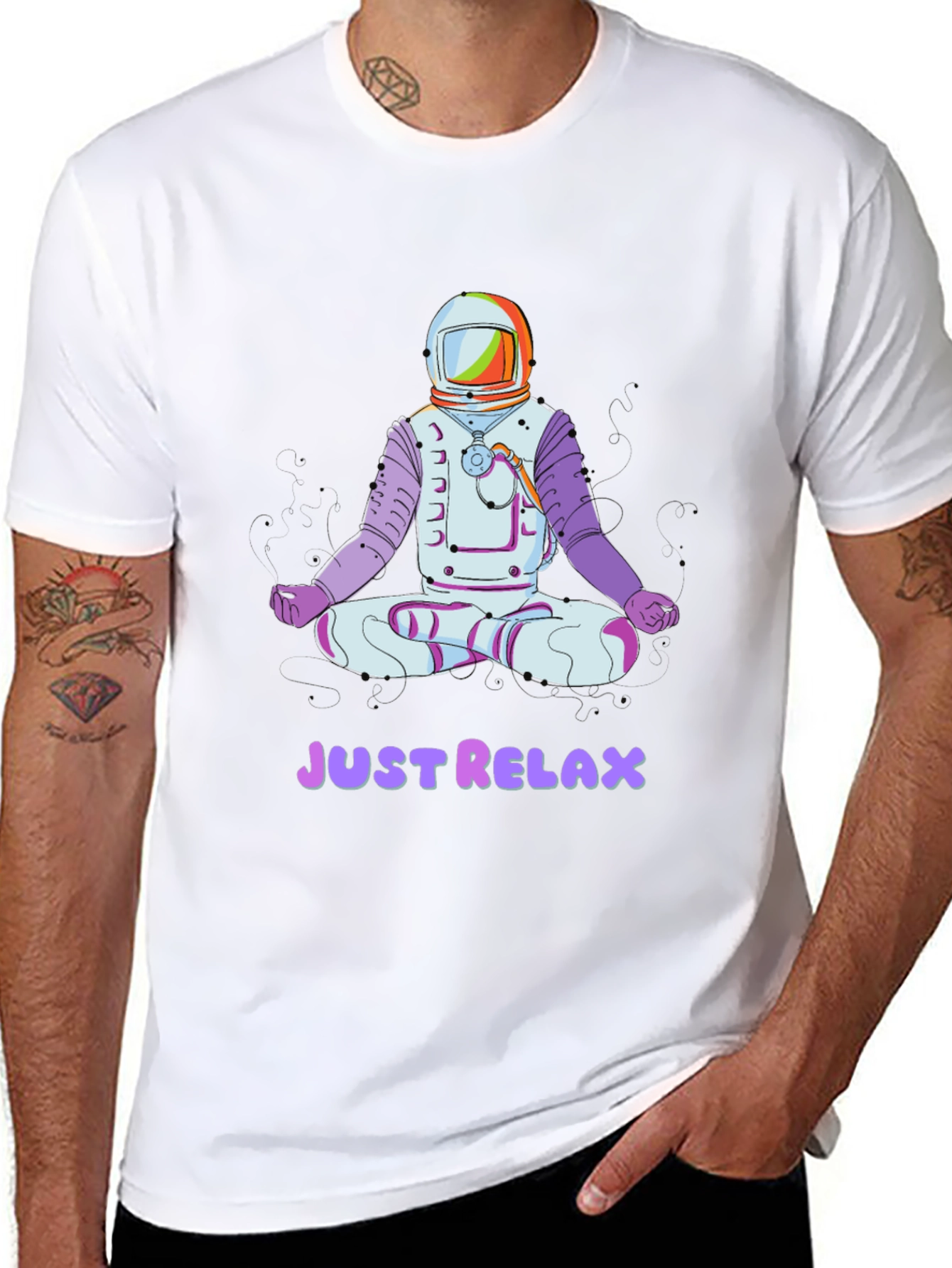 Astronaut Meditating T-Shirt - Just Relax Graphic Tee