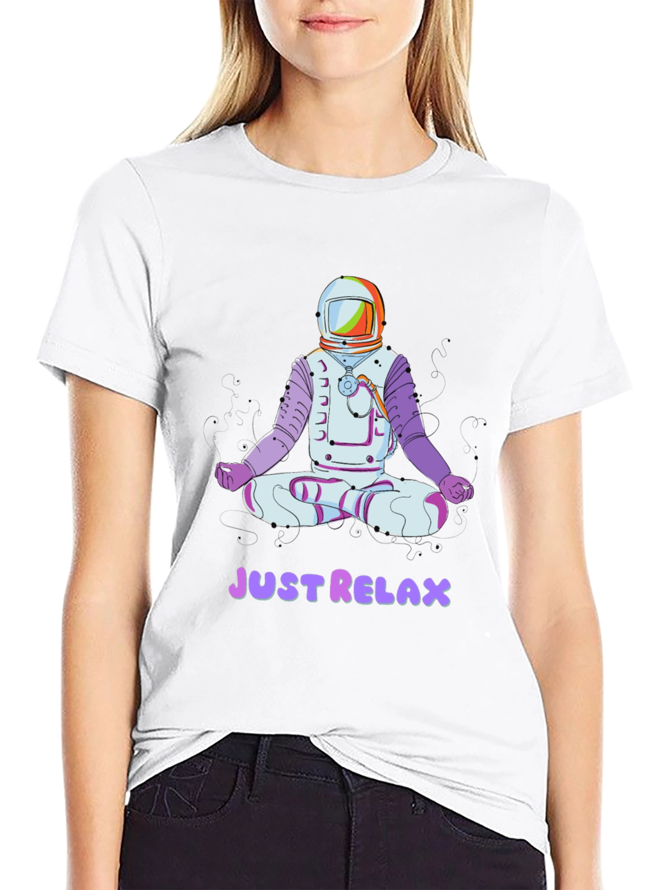 Astronaut Meditating T-Shirt - Just Relax Graphic Tee