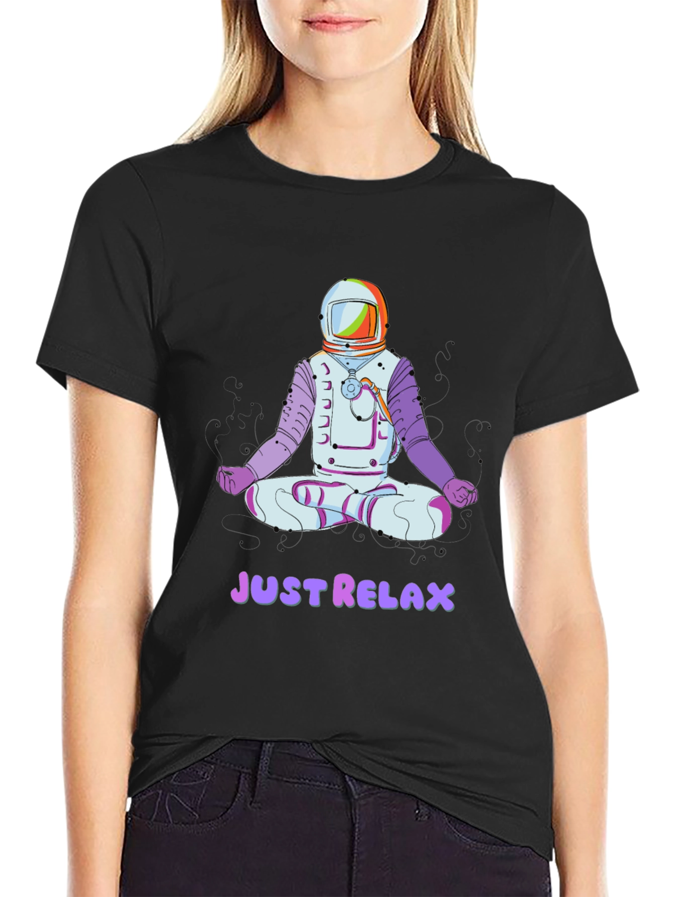 Astronaut Meditating T-Shirt - Just Relax Graphic Tee