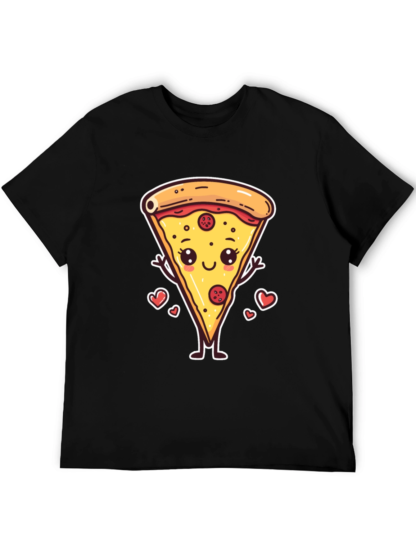 Cute Pizza Slice Graphic T-Shirt - Unisex Black Tee