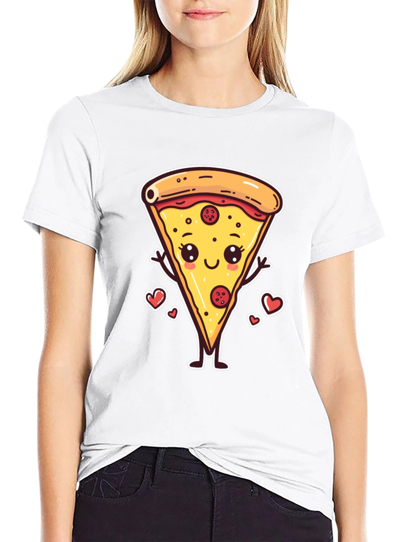 Cute Pizza Slice Graphic T-Shirt - Unisex Black Tee