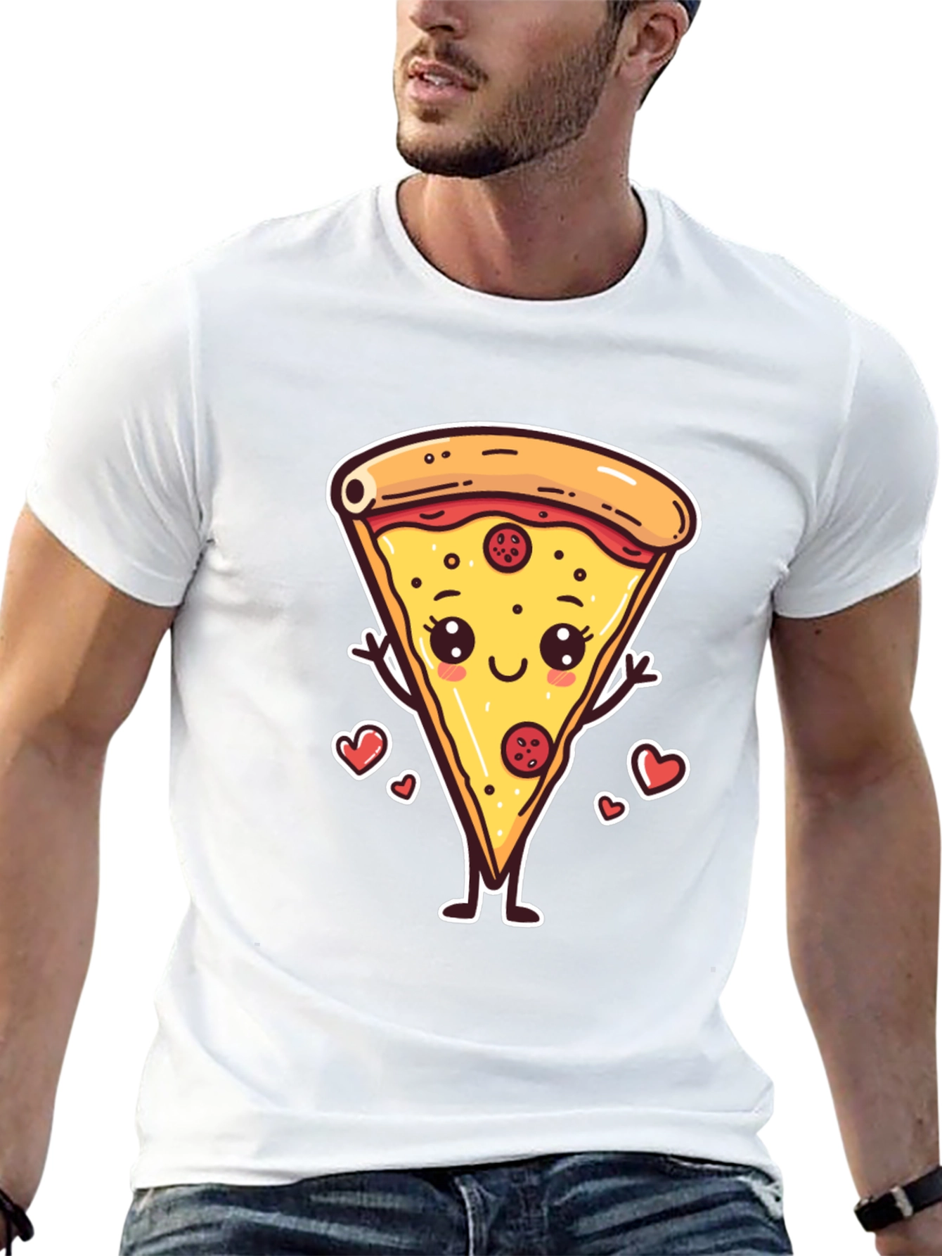 Cute Pizza Slice Graphic T-Shirt - Unisex Black Tee