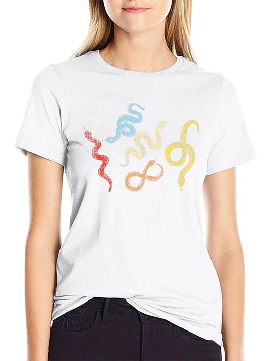 Retro Snake Print Black T-Shirt