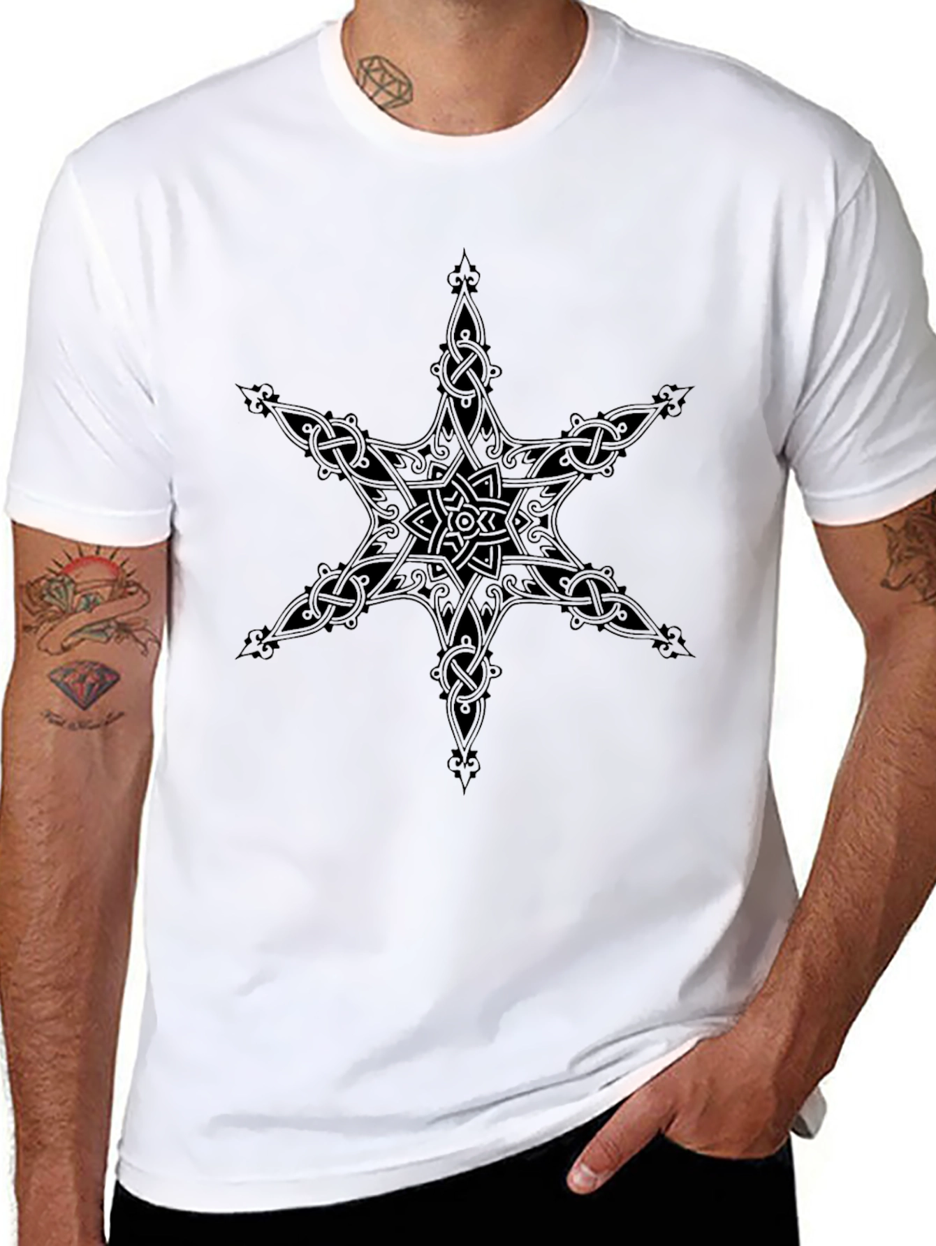 Celtic Star Design Black T-Shirt