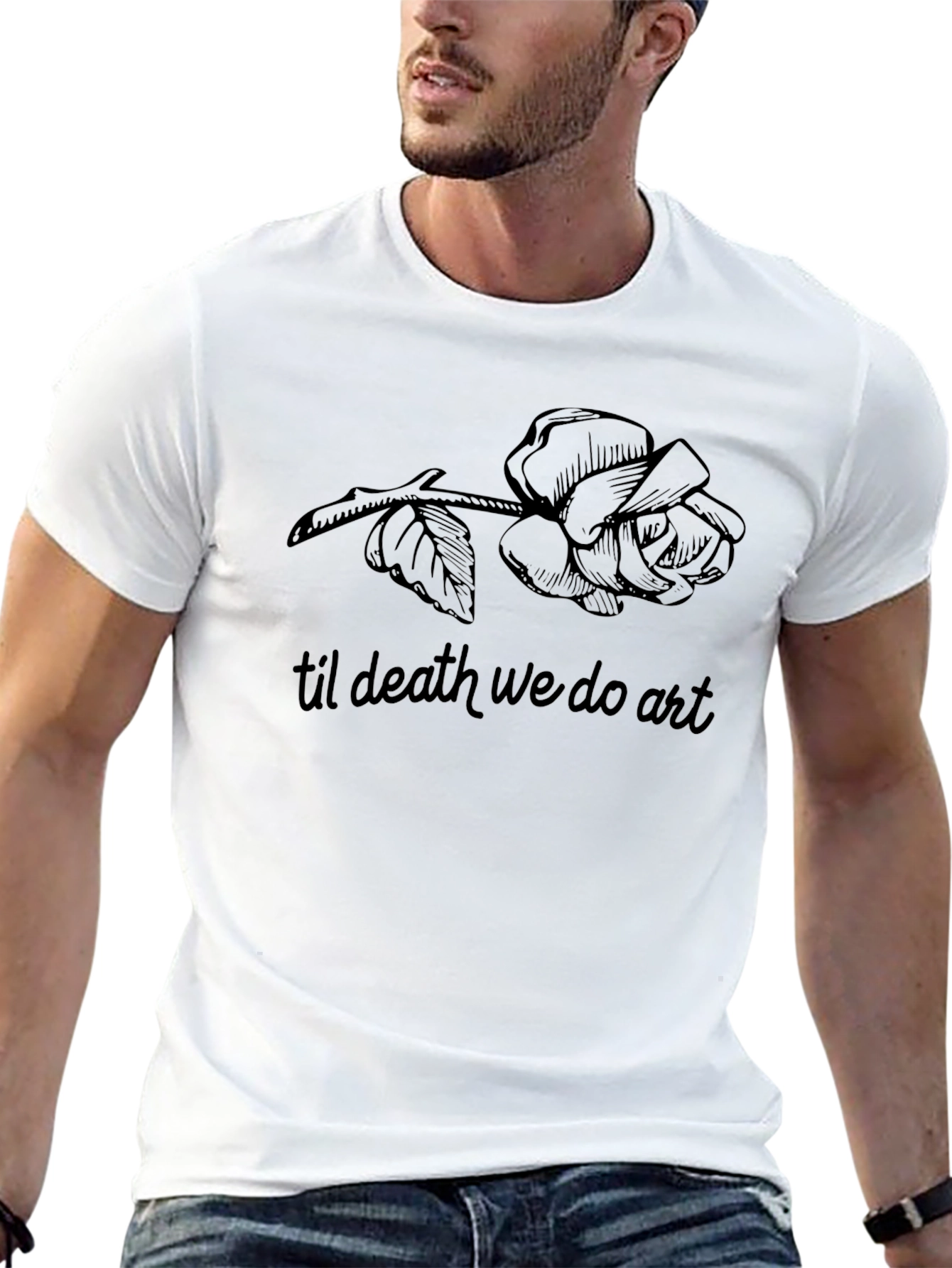 Til Death We Do Art Black Rose Graphic T-Shirt