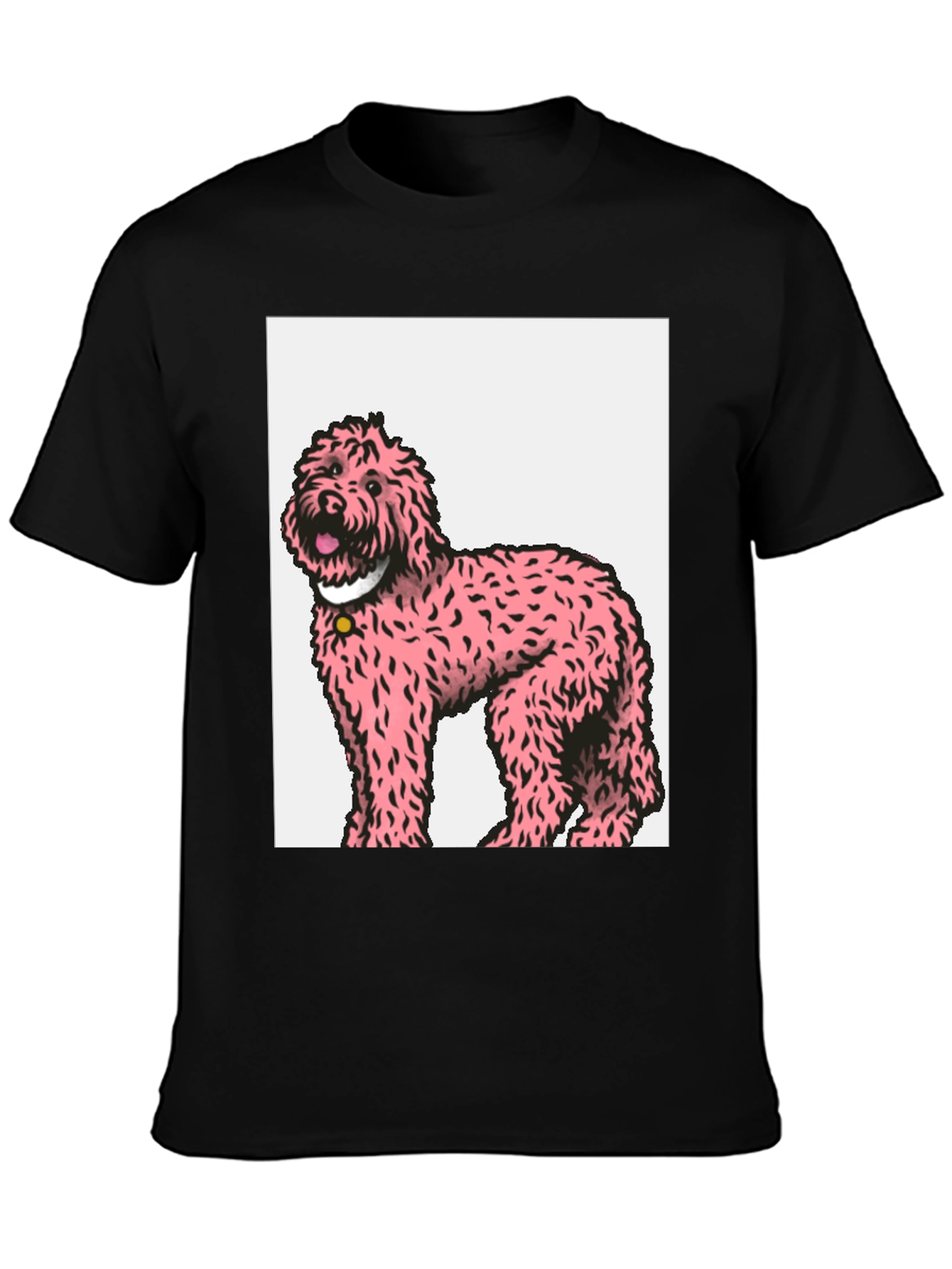 Pink Poodle Graphic Tee - Black