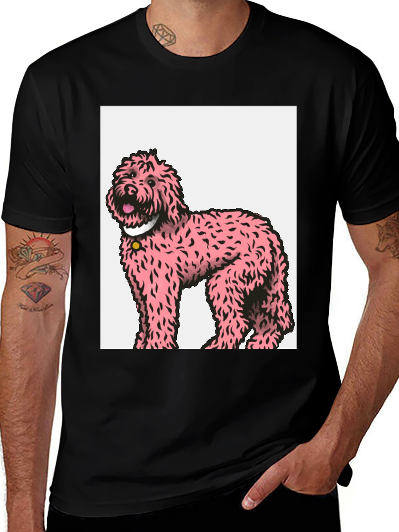 Pink Poodle Graphic Tee - Black