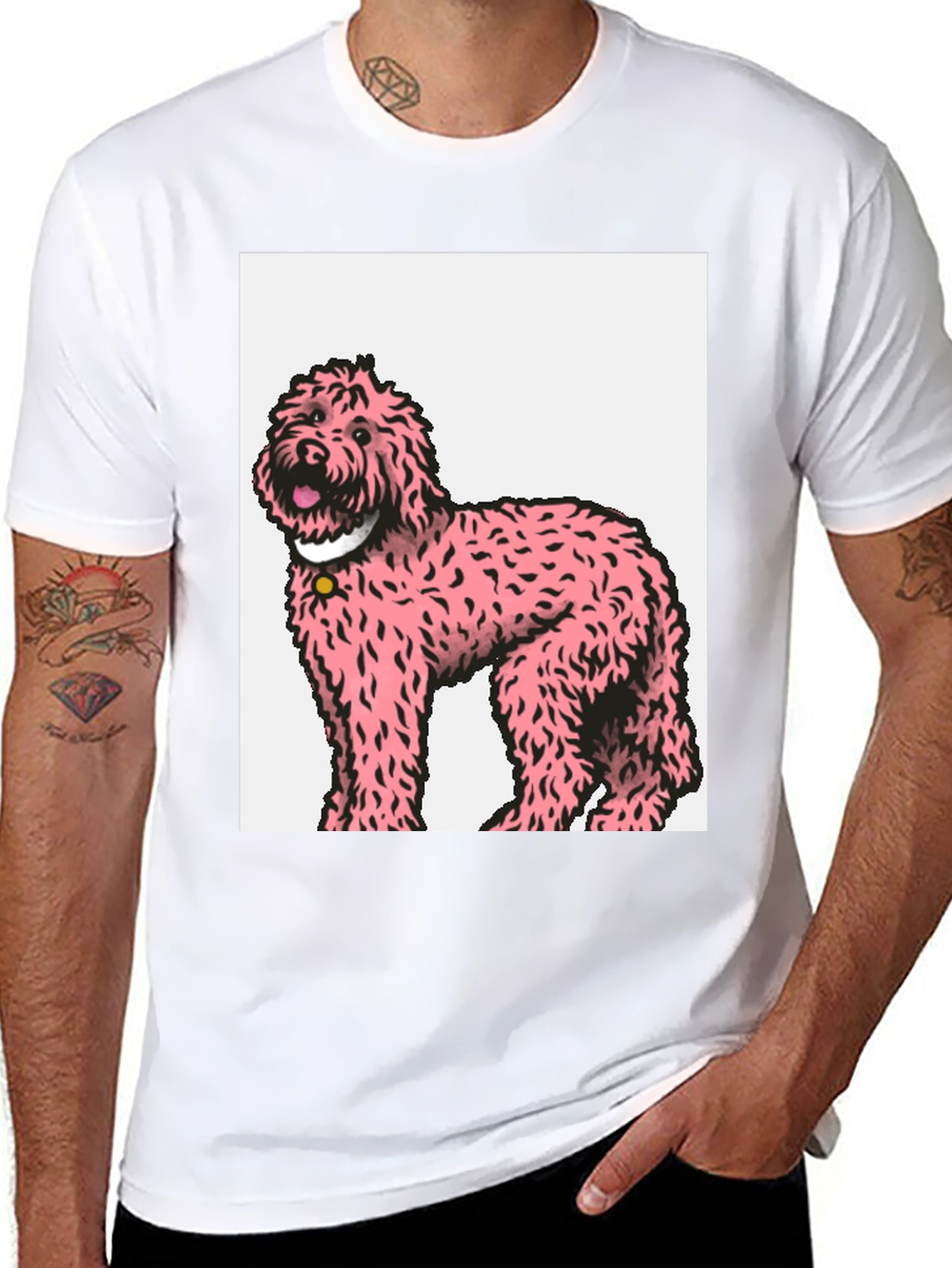 Pink Poodle Graphic Tee - Black