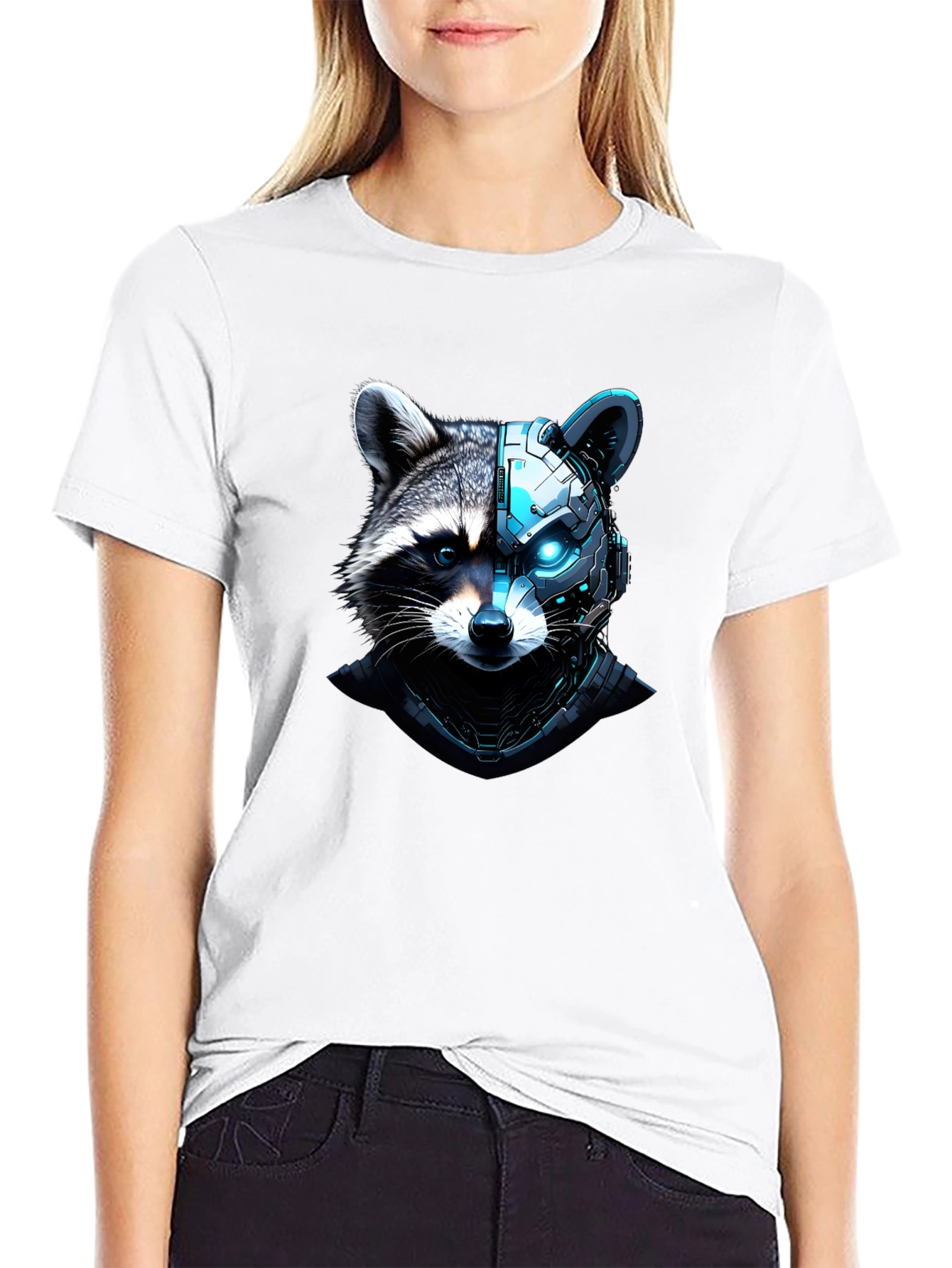 Cyber Raccoon Graphic Tee - Cool Futuristic Design
