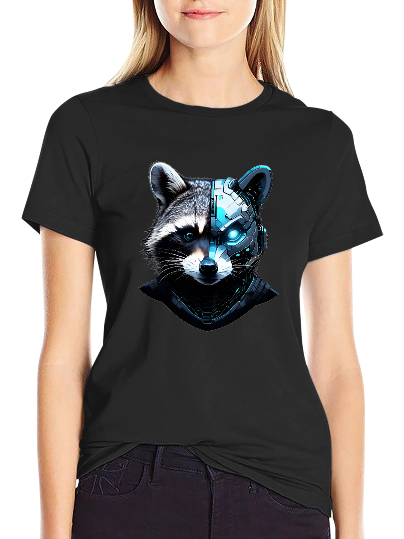 Cyber Raccoon Graphic Tee - Cool Futuristic Design