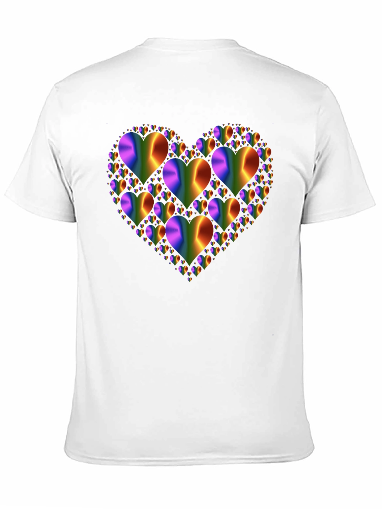 Rainbow Hearts Graphic Print Black T-Shirt