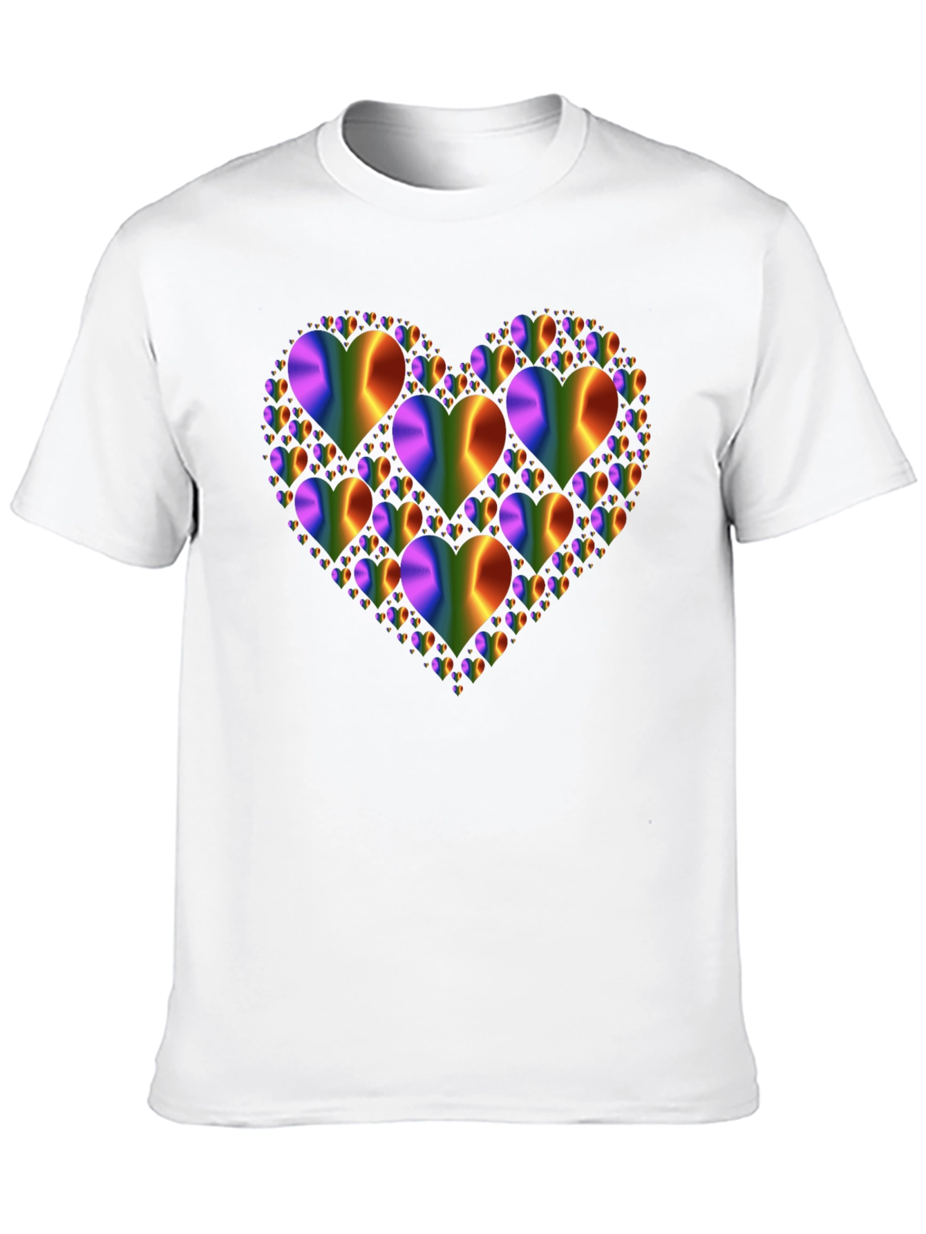 Rainbow Hearts Graphic Print Black T-Shirt