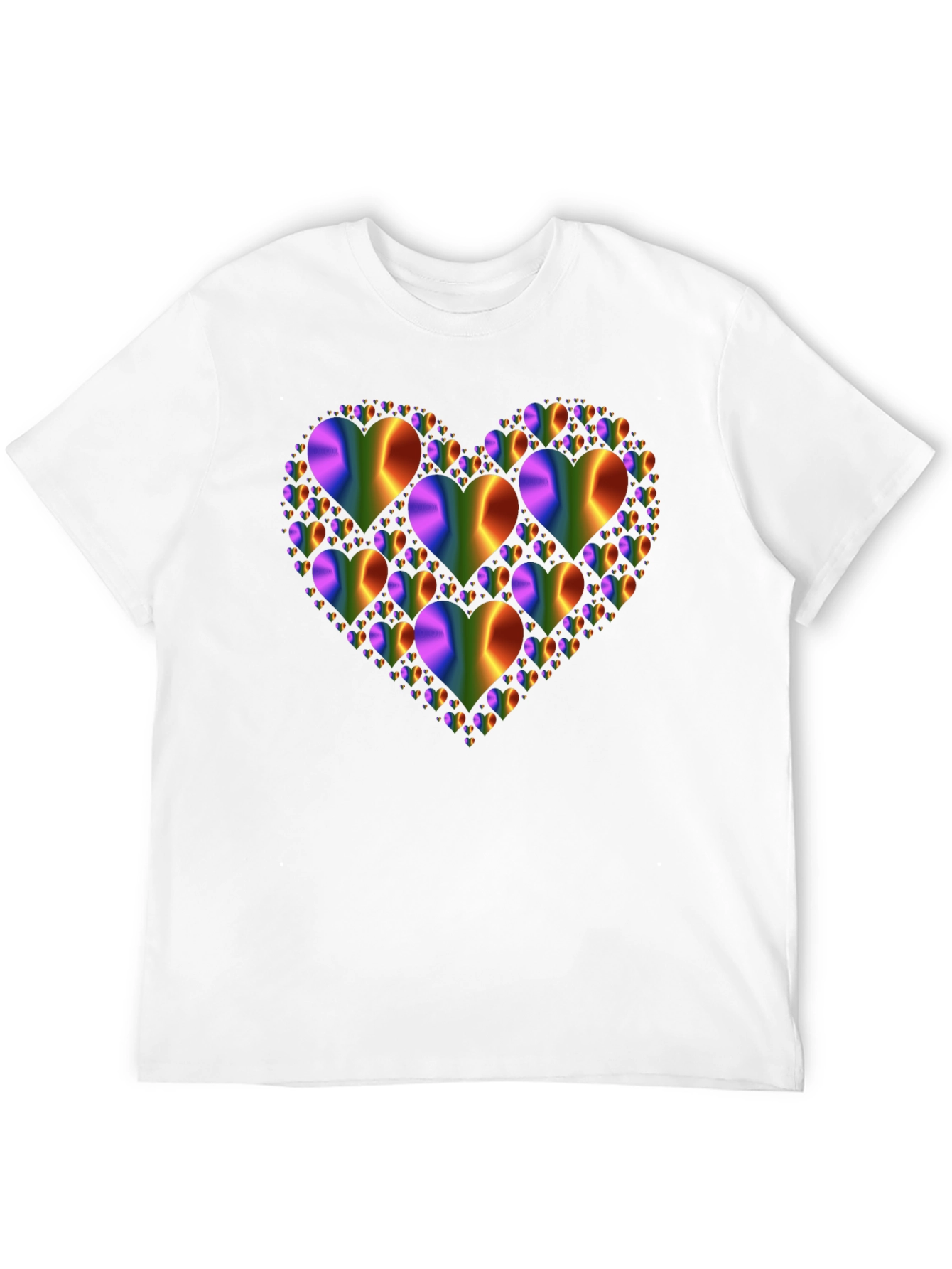 Rainbow Hearts Graphic Print Black T-Shirt