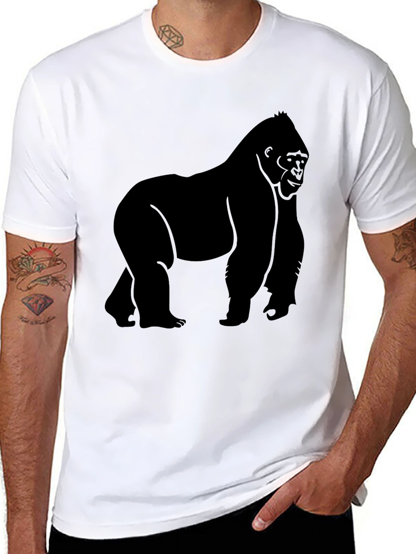 Gorilla Silhouette Graphic Tee - Mens Black T-Shirt